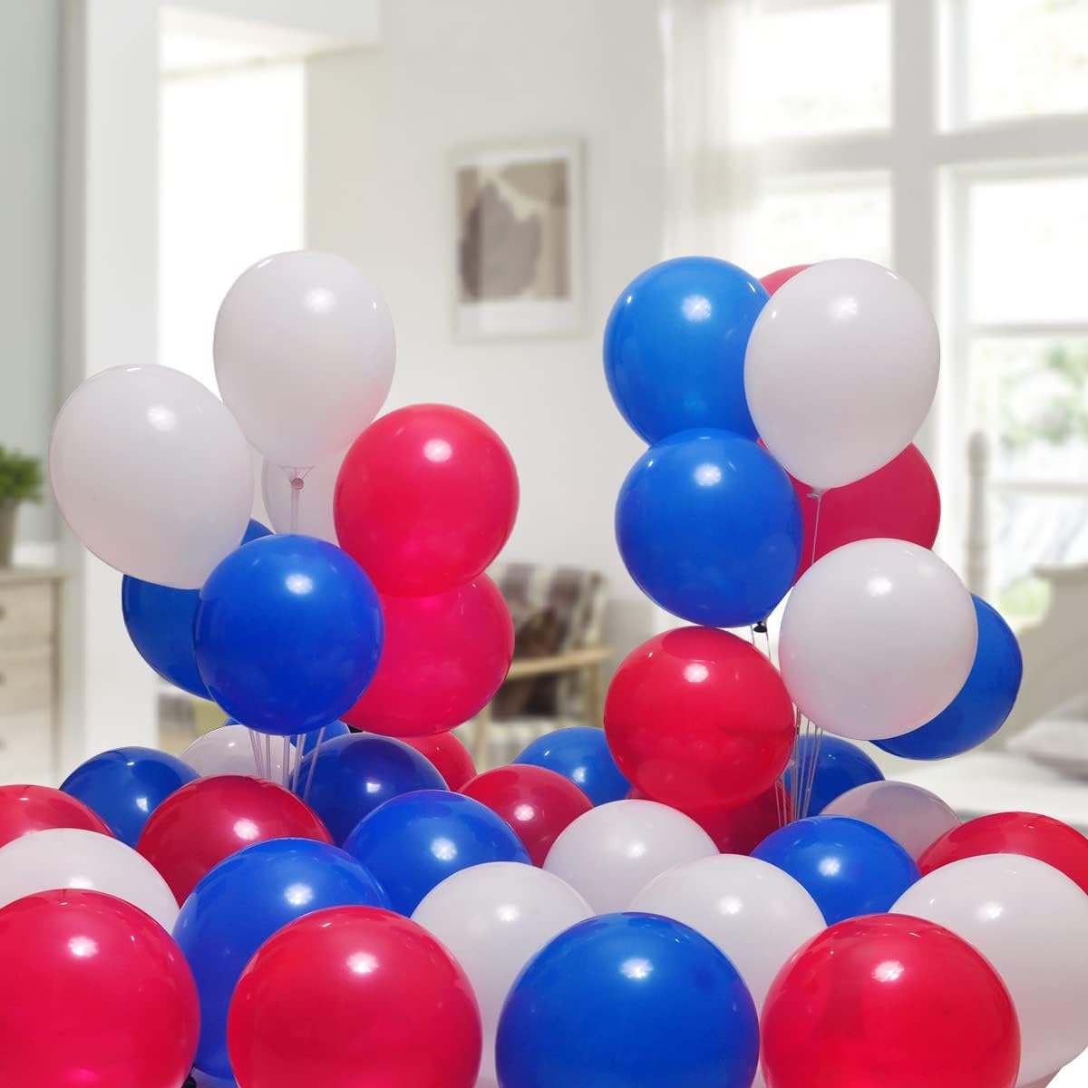 300 Pack Red White and Blue Balloons 100 of each of the 3 colors 12 inch Red White Blue Party