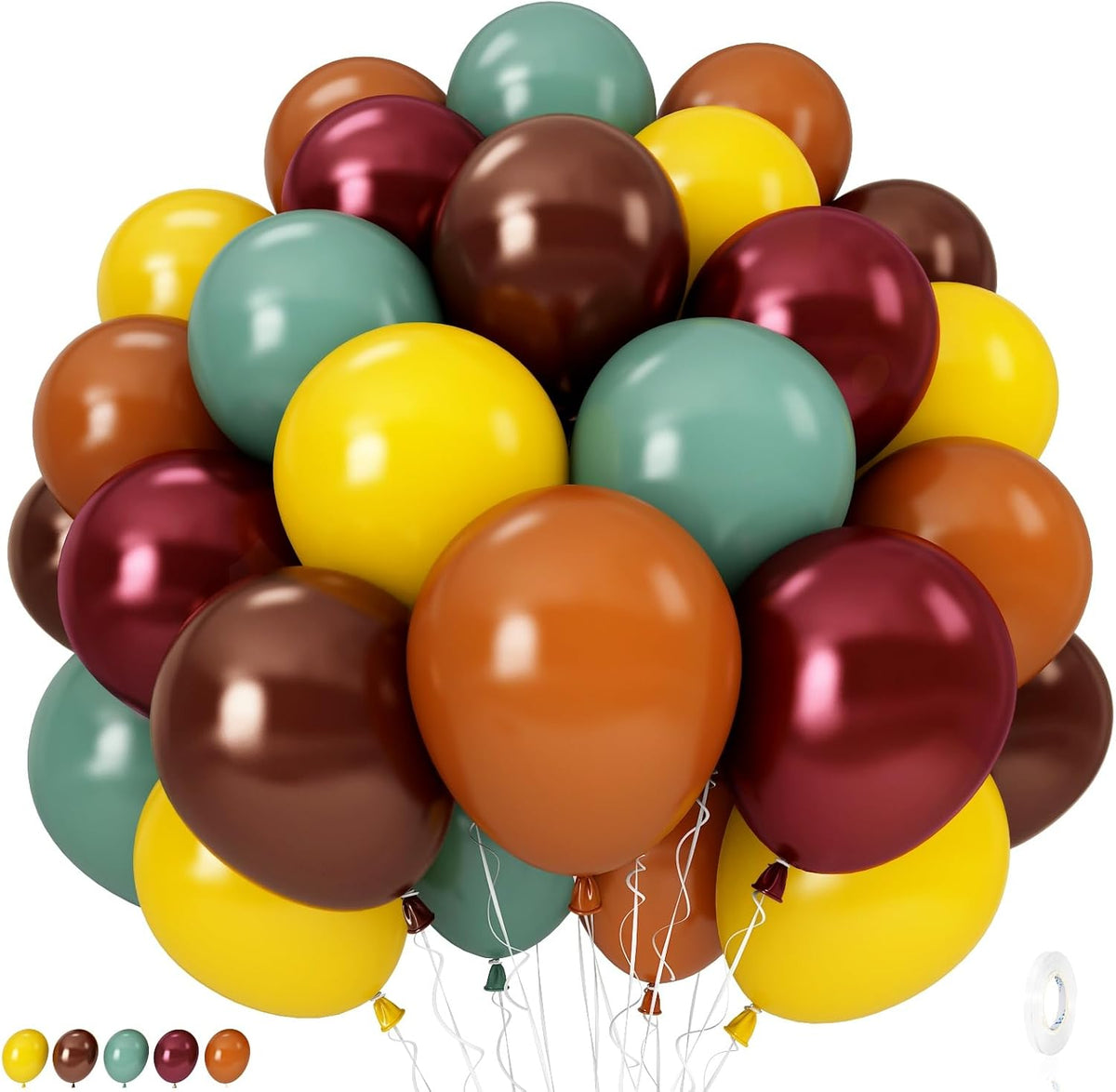 Fall Color Balloons, Burnt Orange Terracotta Mustard Yellow Burgundy Sage Green Coffee Brown Autumn