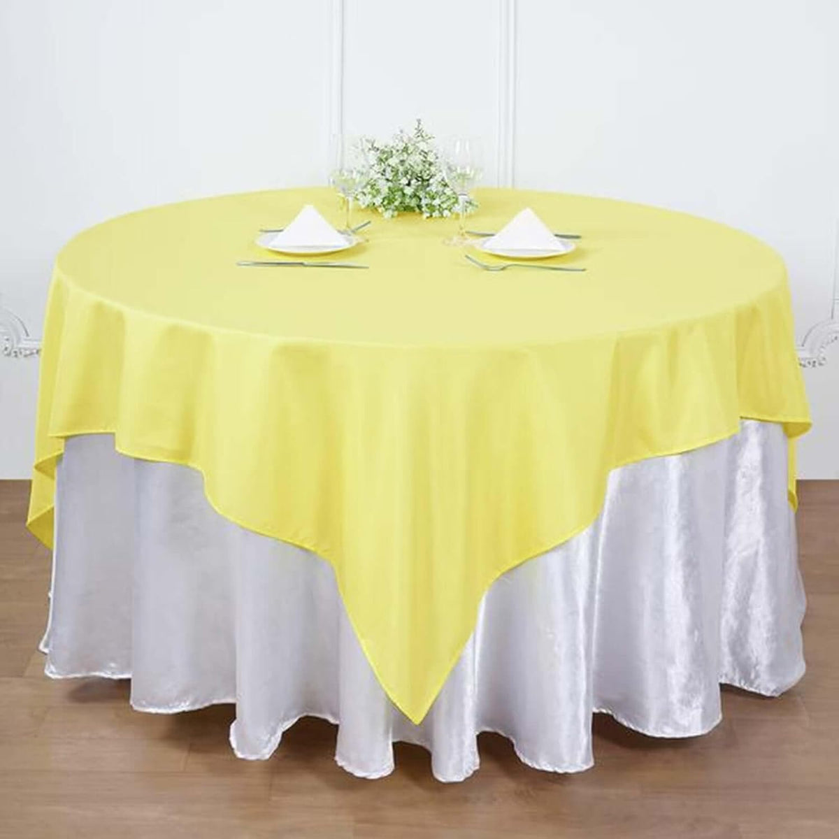 Efavormart 90" Yellow Wholesale Linens Polyester Square Linen Tablecloth for Kitchen Dining