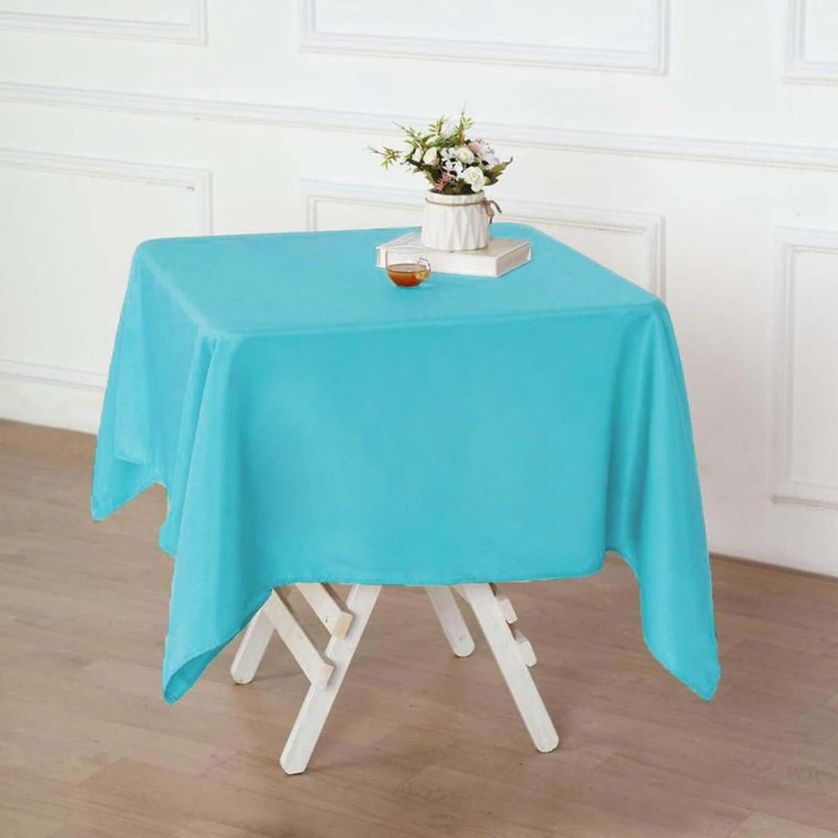 Efavormart 54x54 Turquoise Wholesale Linens Seamless Polyester Square Linen Tablecloth for Wedding