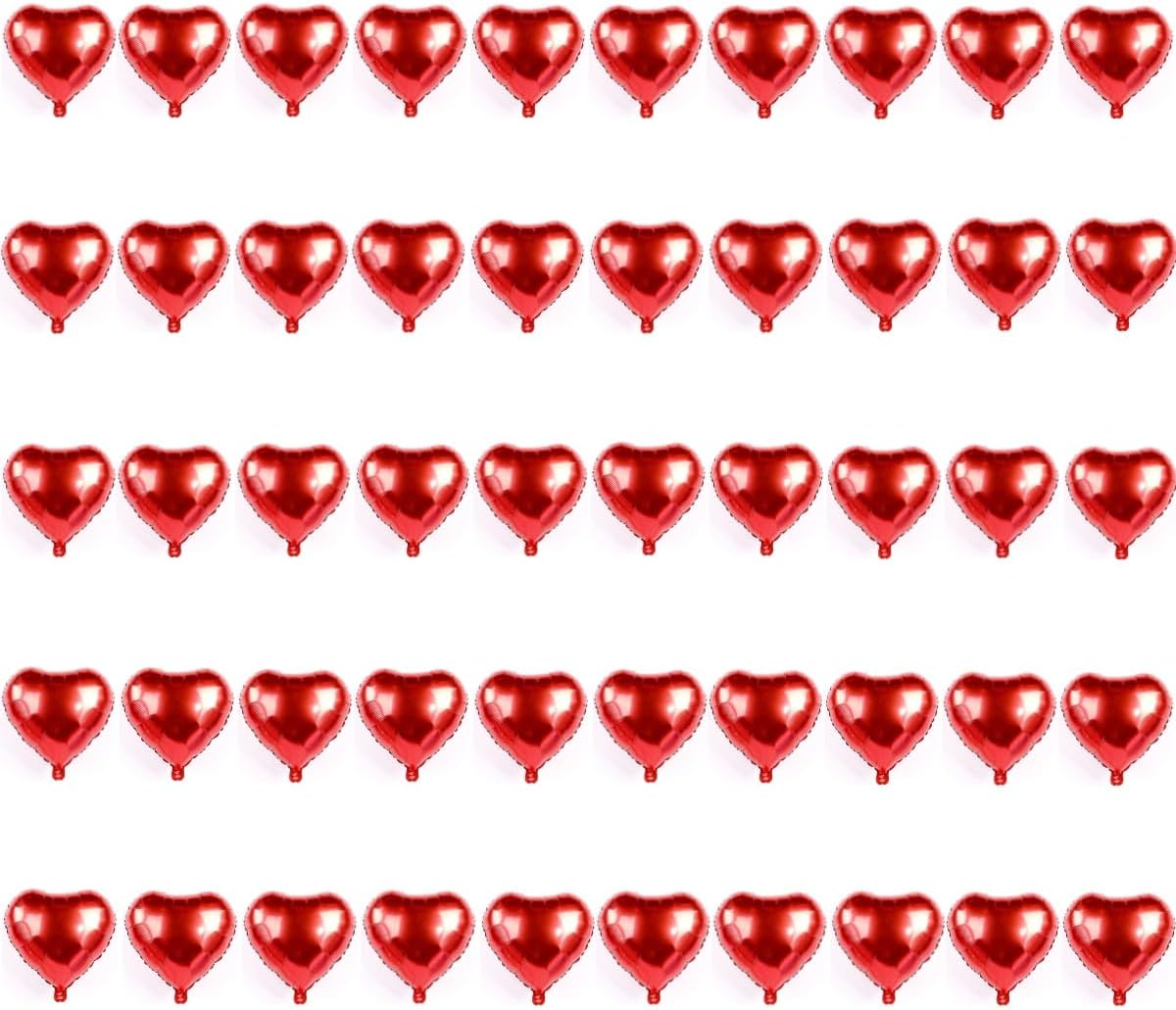 50 Pcs Red Heart Shaped Balloon Foil Balloon 5 inch Heart Balloon for Valentinge's day Wedding