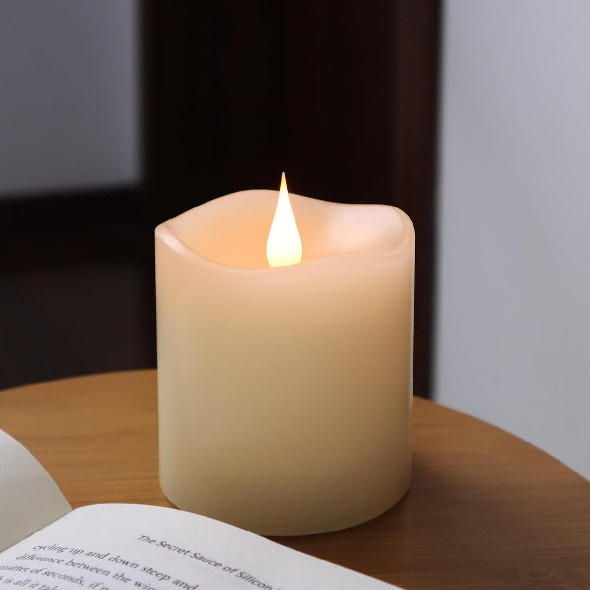 Flameless Candles Battery Operated with Timer, 3D Moving Flame Flickering, Last 600+ Hours Battery