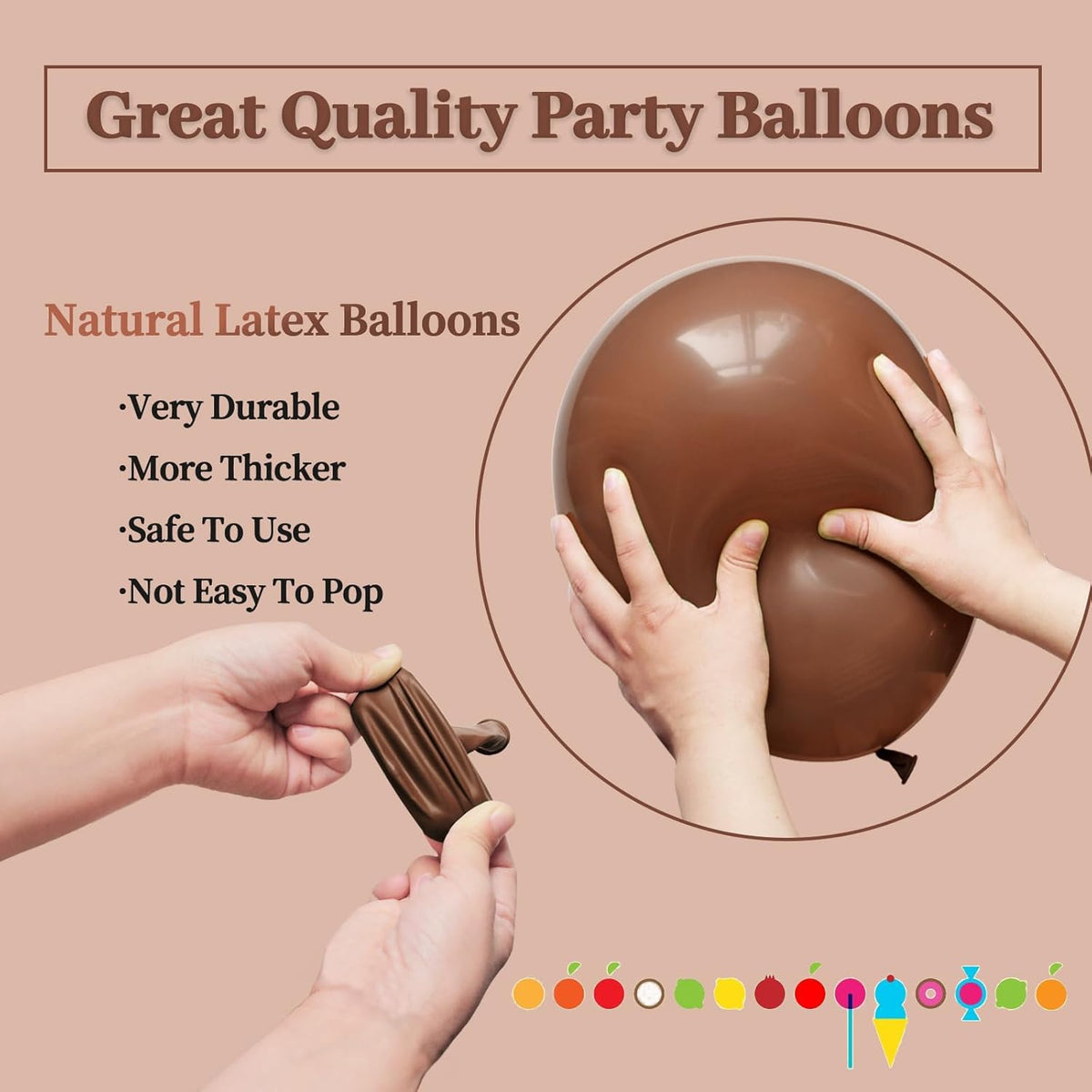 110pcs Brown Balloon 12 inch, Brown Latex Balloons for Birthday Party Baby Shower Wedding(with 2