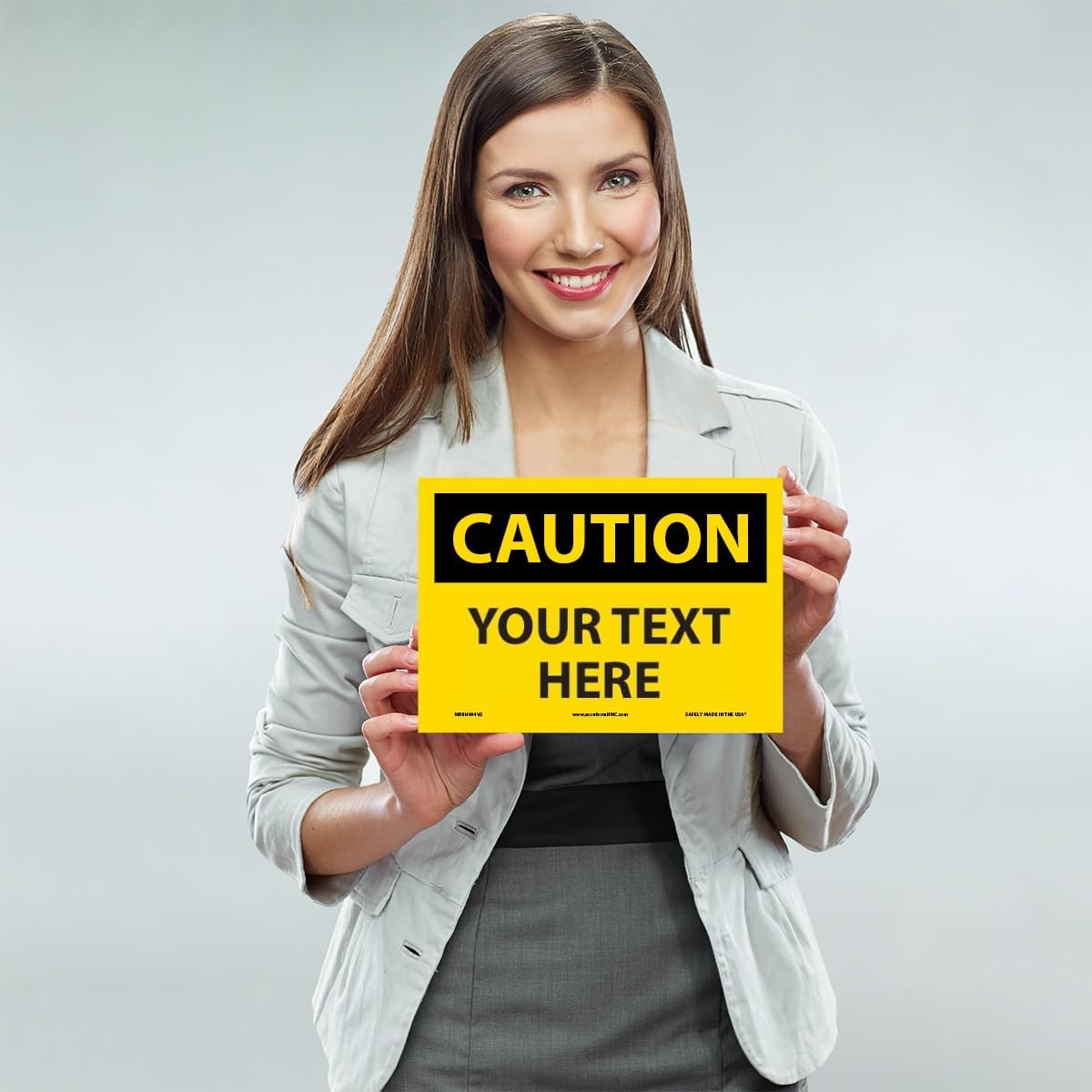 Custom OSHA Style Caution Sign 7" x 10" Adhesive Vinyl Sign, Customizable "Your Text Here", by