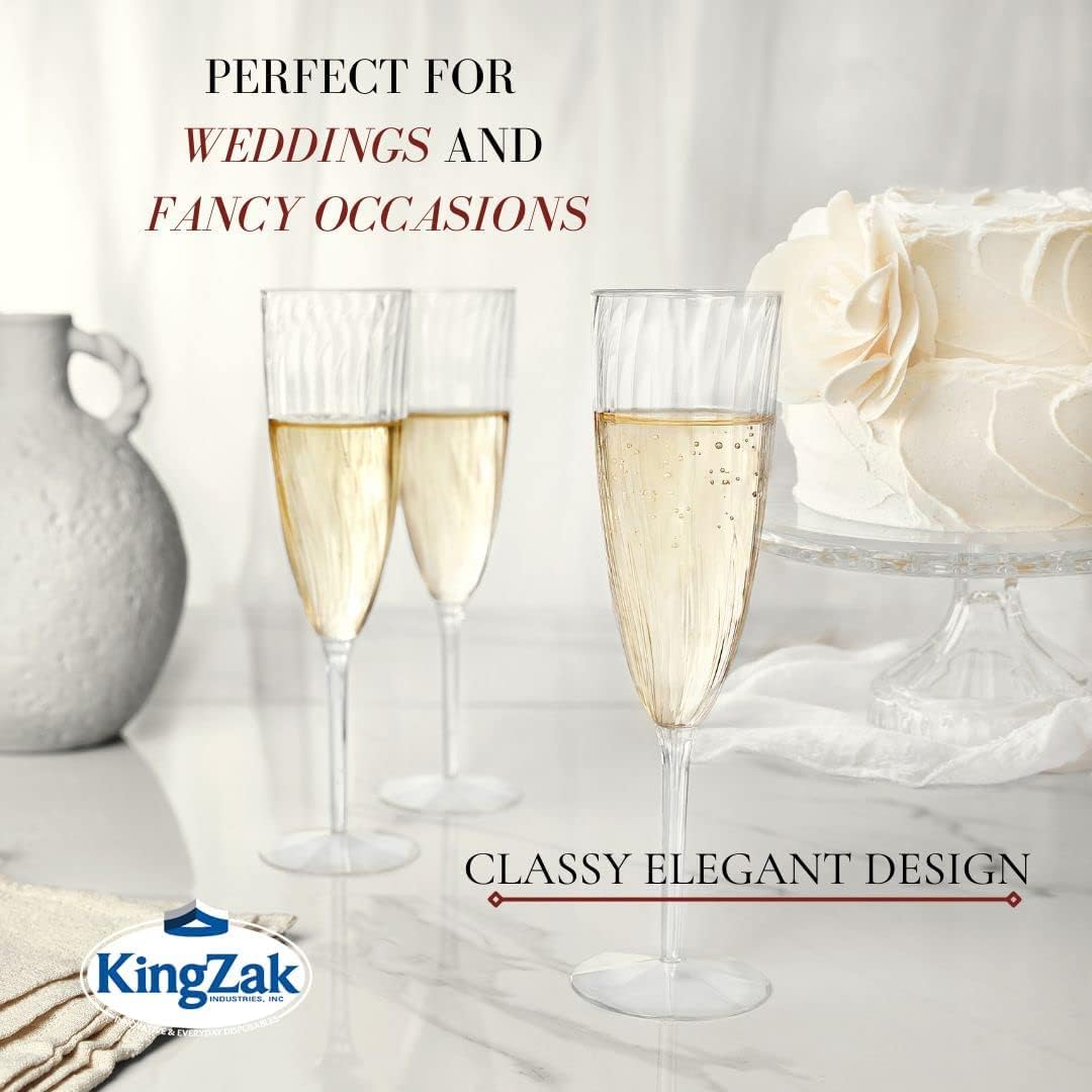 Lillian Tablesettings Premium Champagne Flutes 6 oz. Clear Hard Plastic 1-Piece Disposable Glasses