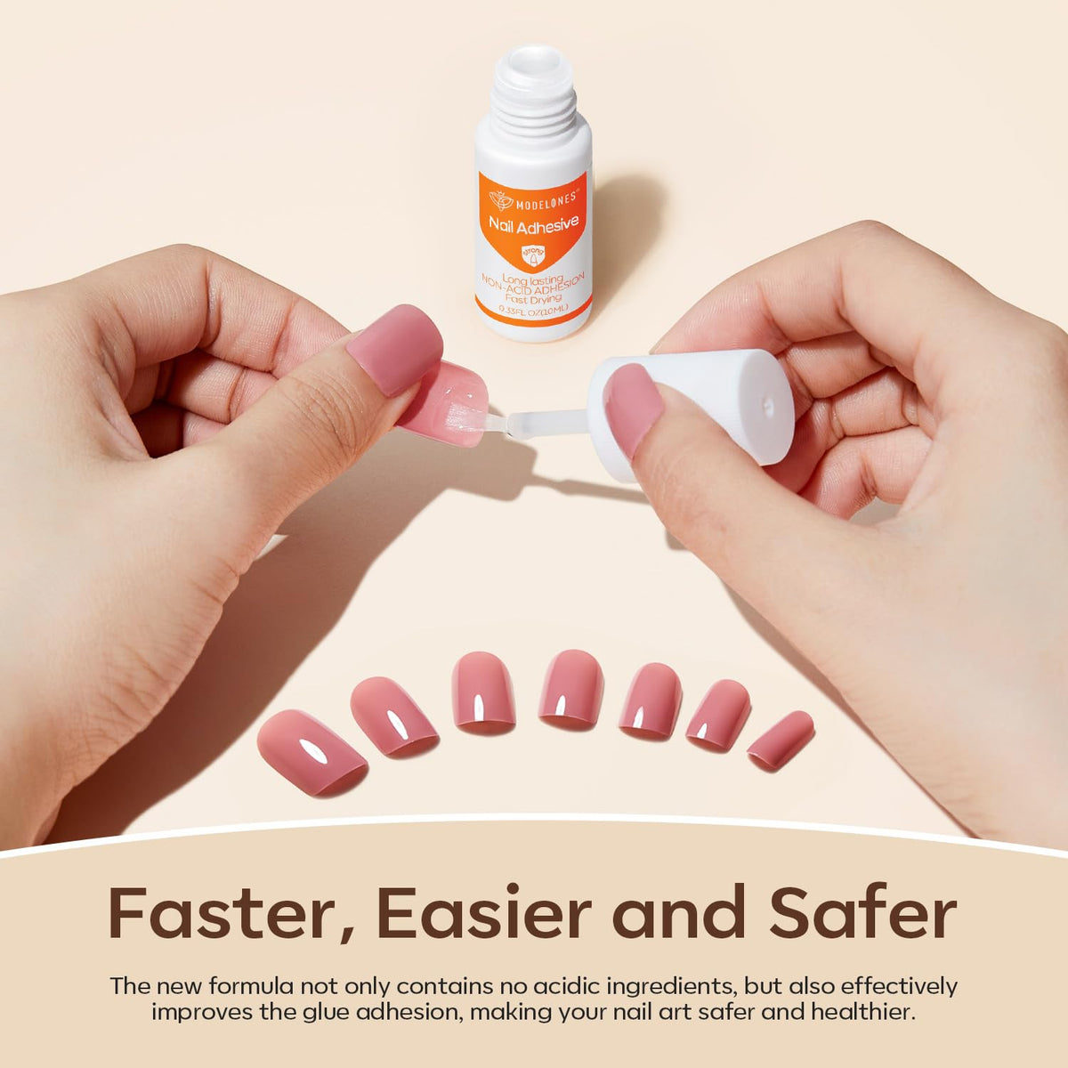 Modelones Nail Glue for Press Ons, Press On Nails and Acrylic Nails, 10 ML Super Strong Long