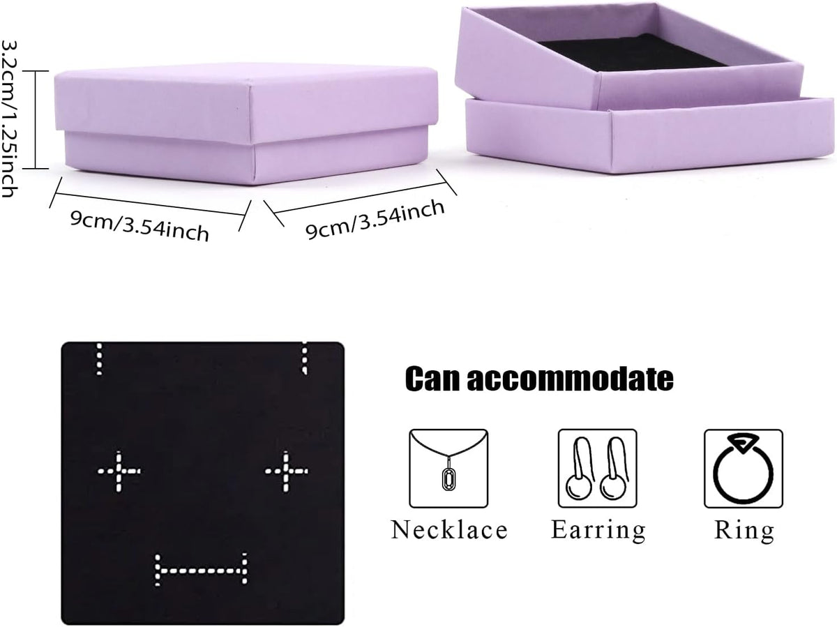 Gift Box Necklace Earring Ring Box Gift Box,12 Pieces Square Cardboard Jewelry Gift Boxes,Cotton