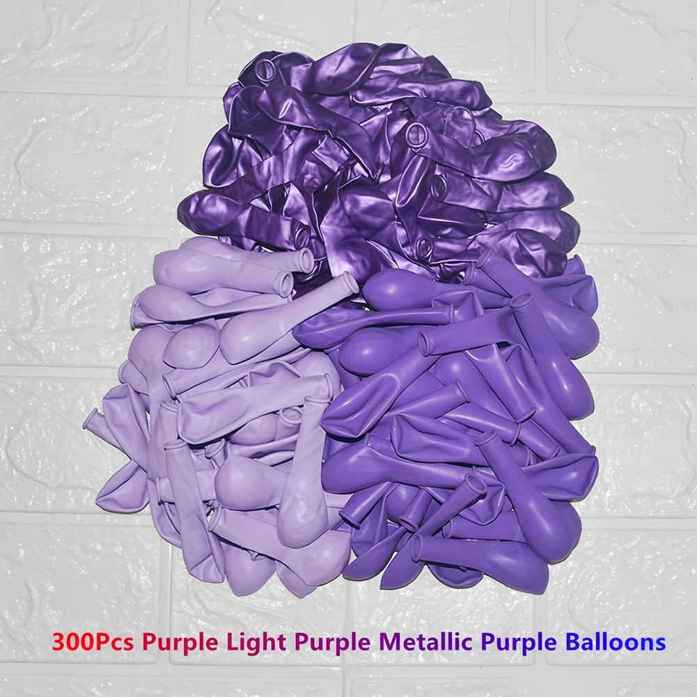 300 Pcs Purple Balloons 5 Inch Metallic Chrome Purple Pastel Macaron Light Lavender Assorted Colors