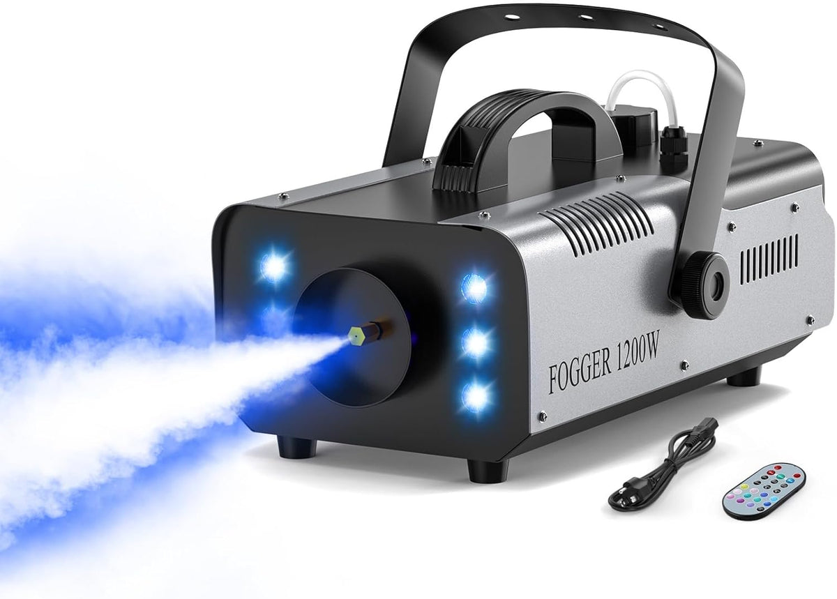 1200W RGB Fog Machine, 6 Colorful LED Lights for Smoke Machine Indoor/Outdoor Use, Perfect for