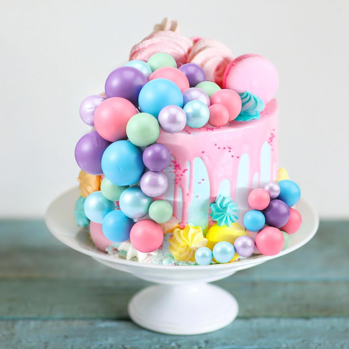 108 Pcs Balls Cake Topper DIY Cupcake Insert Foam Balloons for Cake Baking Wedding Anniversary