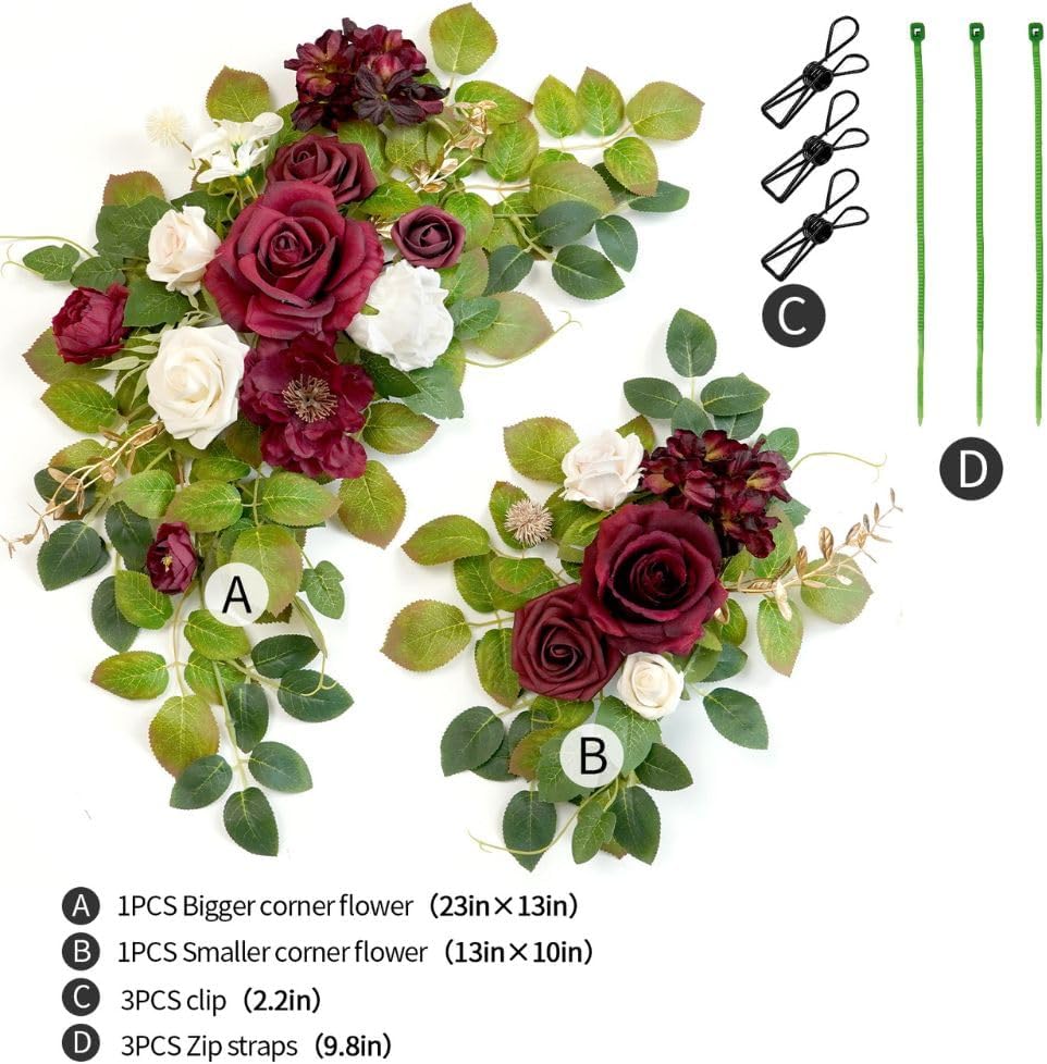 Wedding decor (pack of 2) Welcome Sign Flower Backdrop Garland For Ceremony Reception Wall Easel