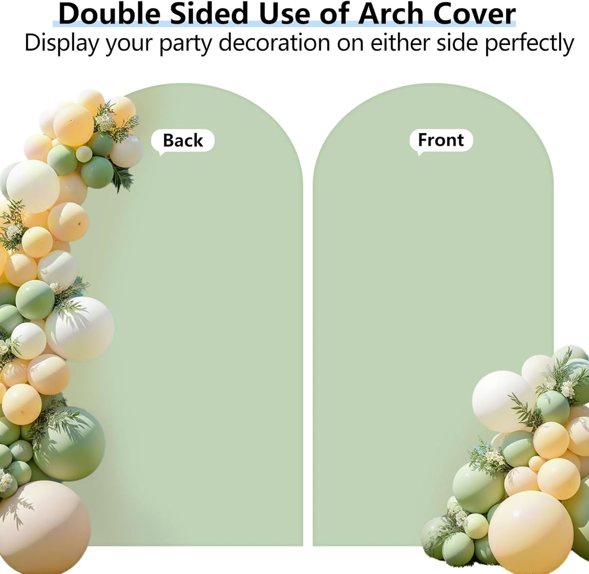 HEMMOTOP Green Arch Cover, 7.2 ft Spandex Wedding Balloon Arch Covers Stretchy Backdrop, Round Top