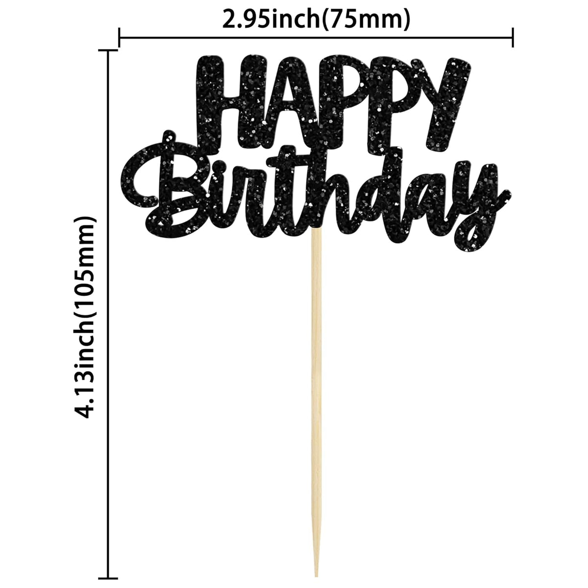 Gyufise 24Pcs Happy Birthday Cupcake Toppers Glitter Birthday Cake Topper Decorations for