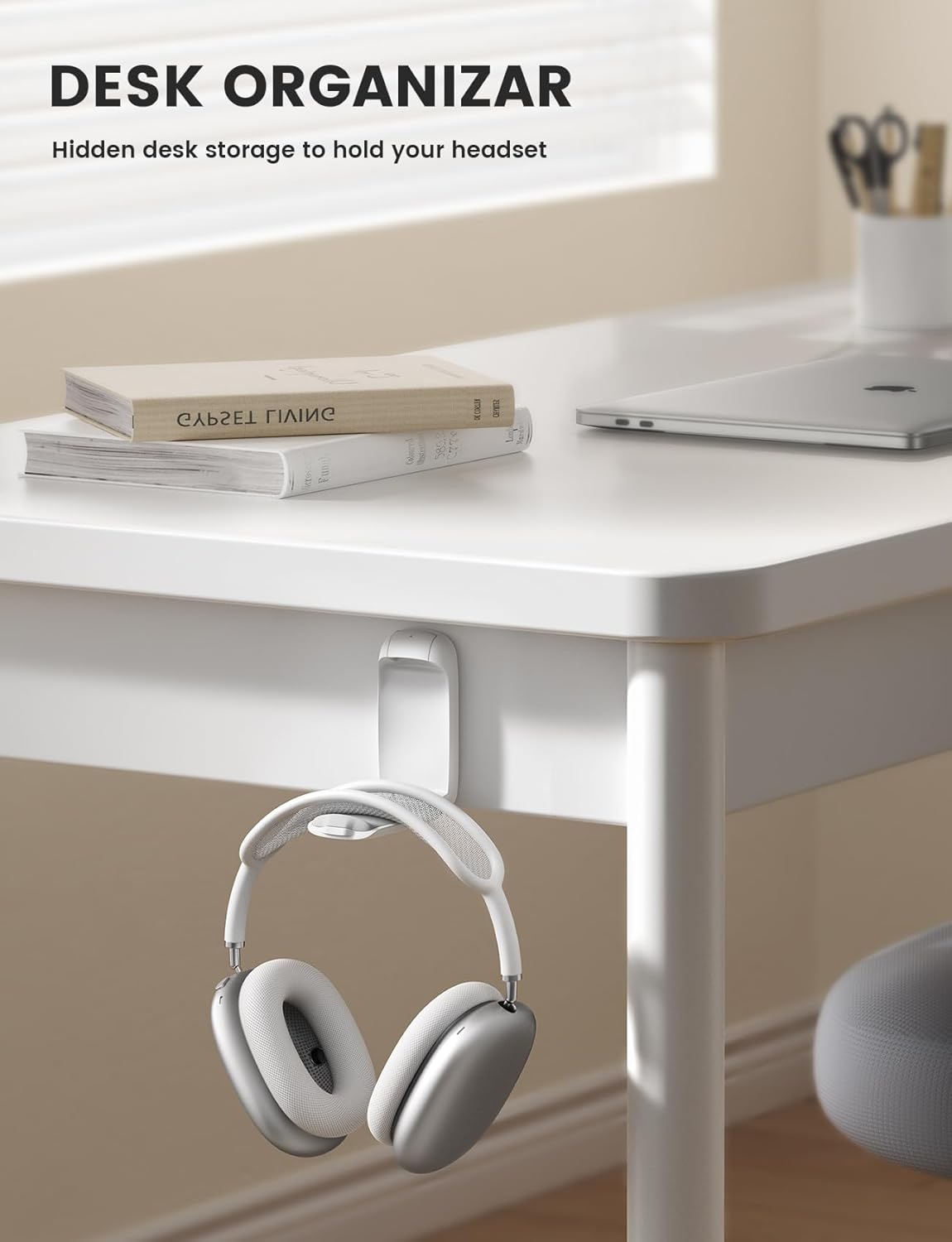 Lamicall Headphone Stand, Sticky Headset Holder - Foldable Headphone Holder Hook Mount, Adhesive