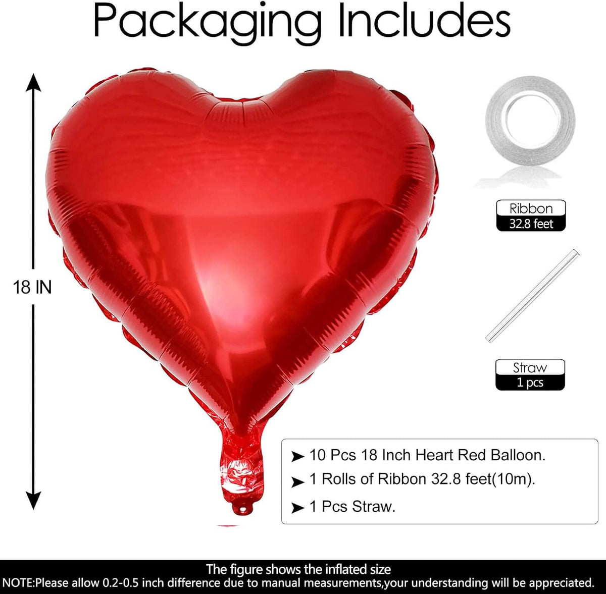 10Pcs Red Foil Heart Shaped Balloons 18 Inch Heart Mylar Balloons For Baby Shower Wedding Valentine