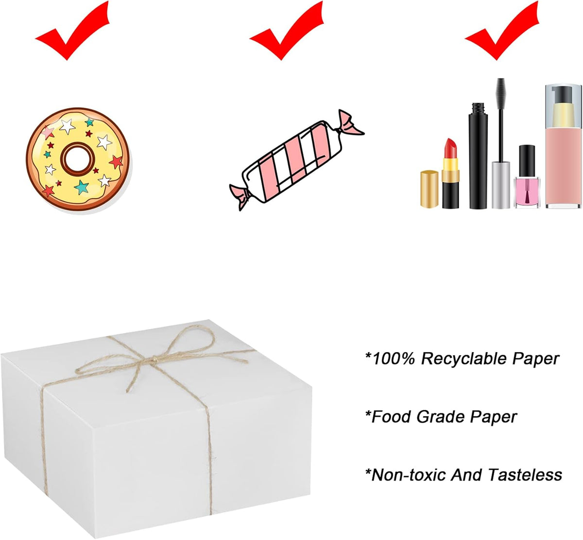 Xxcxpark 16 PCS White Gift Boxes 8x8x4 Inches, Decorative Party Favor Kraft Paper Gift Packaging