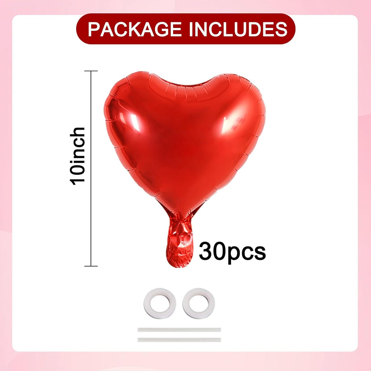 TONIFUL 30Pcs 10 Inch Red Heart Balloons Valentine’s Day Heart Shape Foil Mylar Balloons Decoration