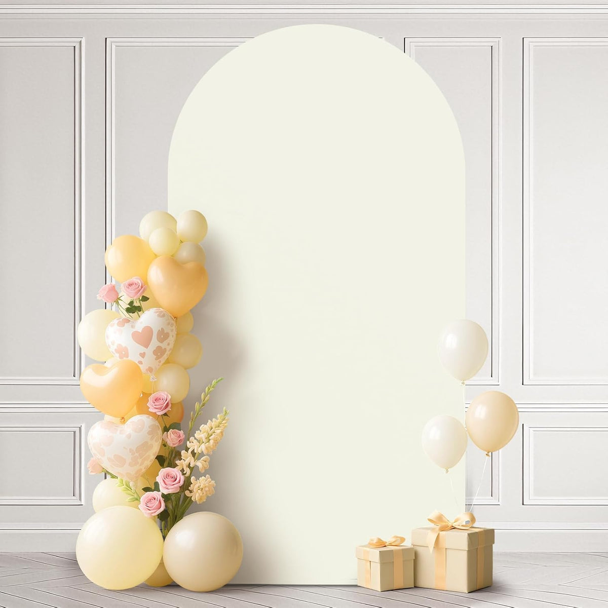 Ledido Wedding Arch Backdrop Cover 7.2FT Arch Covers Fitted Stretchy Spandex Round Top Stand