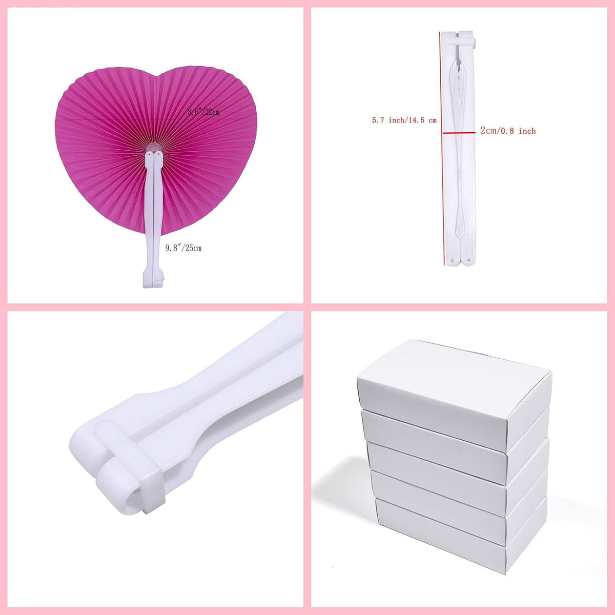 12 Packs Decorative Paper Folding Hand Fans Handheld,Silver Heart Foldable Wedding Fans Chinese and