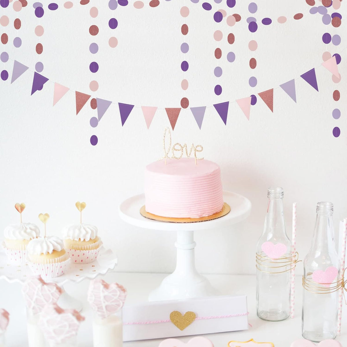 Rose-Gold Pink Purple Party Decorations - 30pcs Tissue Pom Poms Streamers,Baby Shower Decorations
