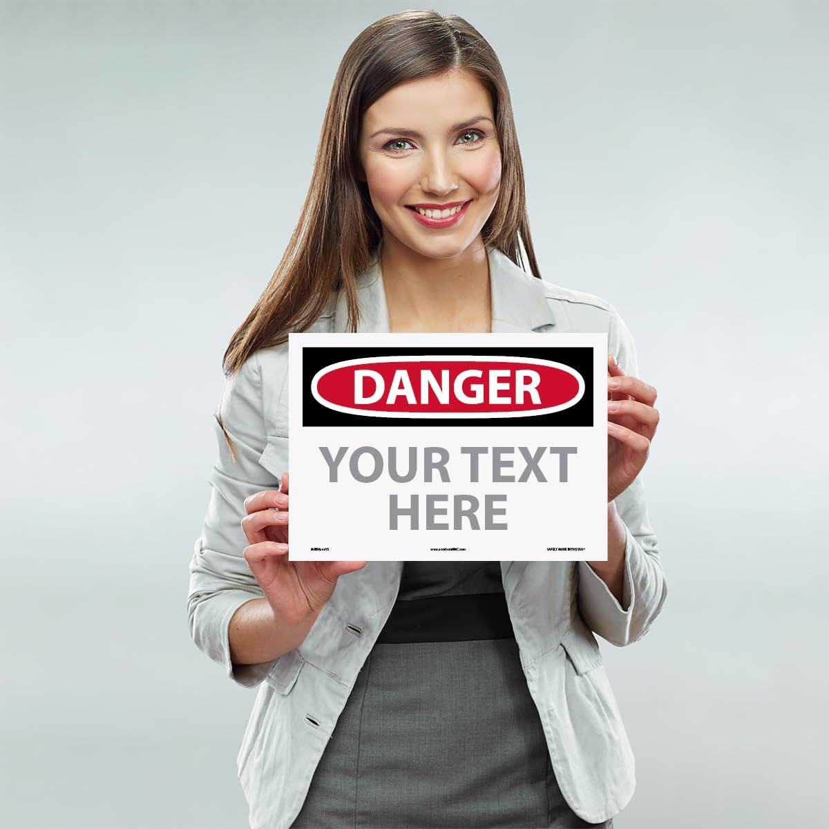 Custom OSHA Style Danger Sign 10" x 14" Adhesive Vinyl Sign, Customizable "Your Text Here", by