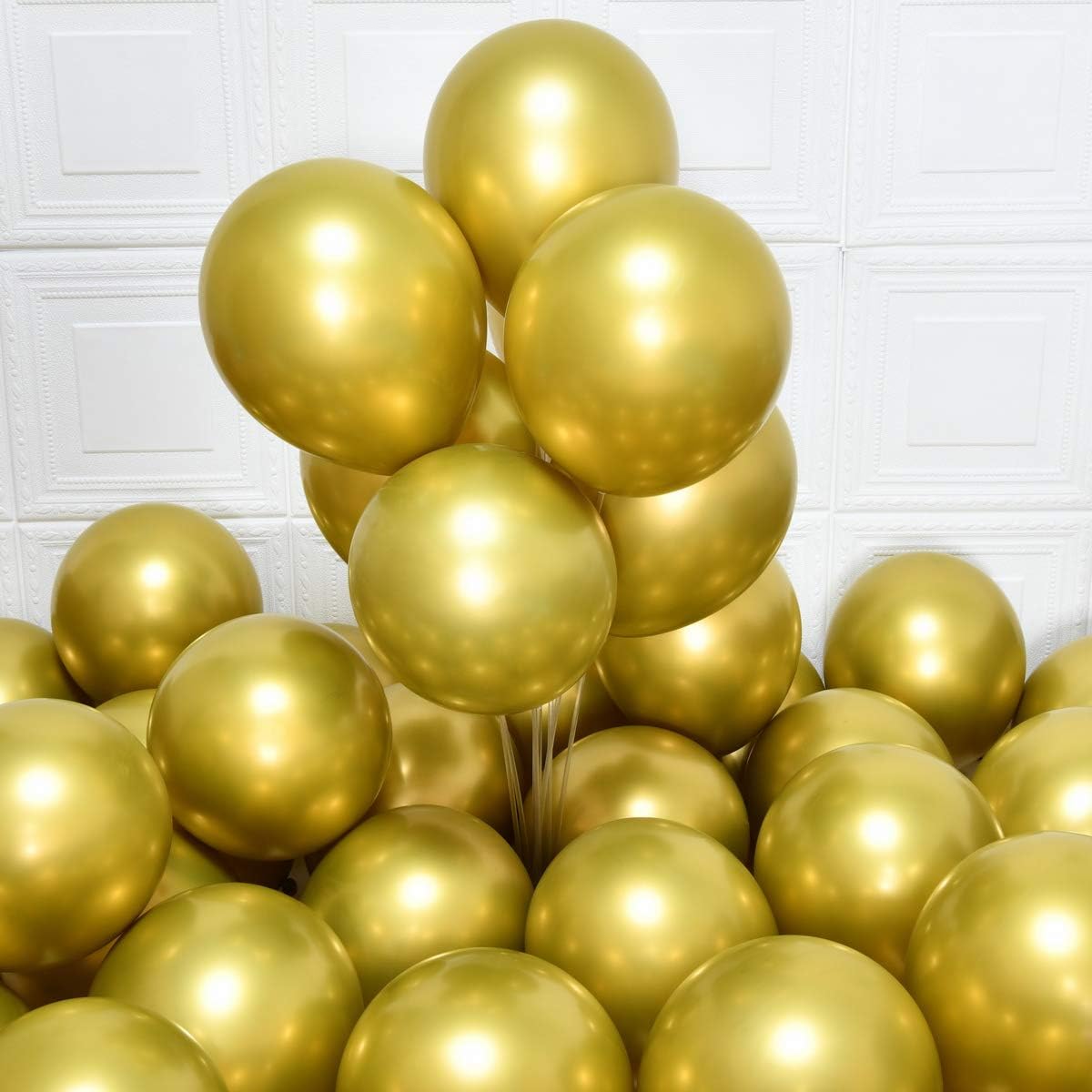 Gold Balloons Party Balloons 12inch 50Pcs 3.2g Latex Metallic Balloons Chrome Balloons Birthday