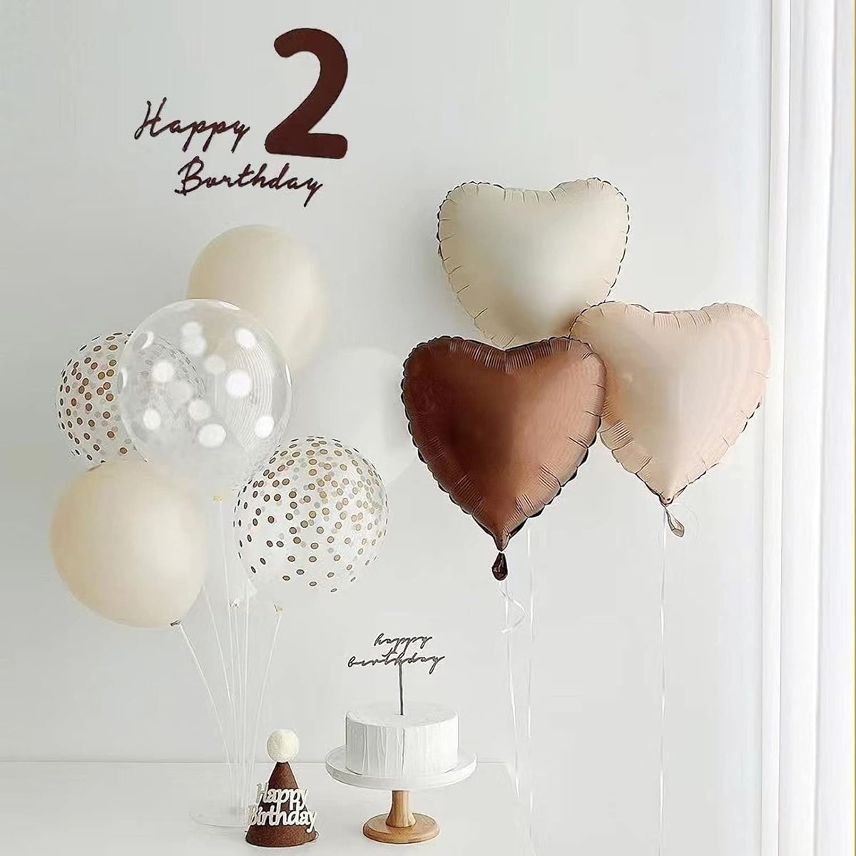 10pc Cream White Heart Balloons - 18 Inch Sand White Heart Shapes for Baby Showers, Weddings