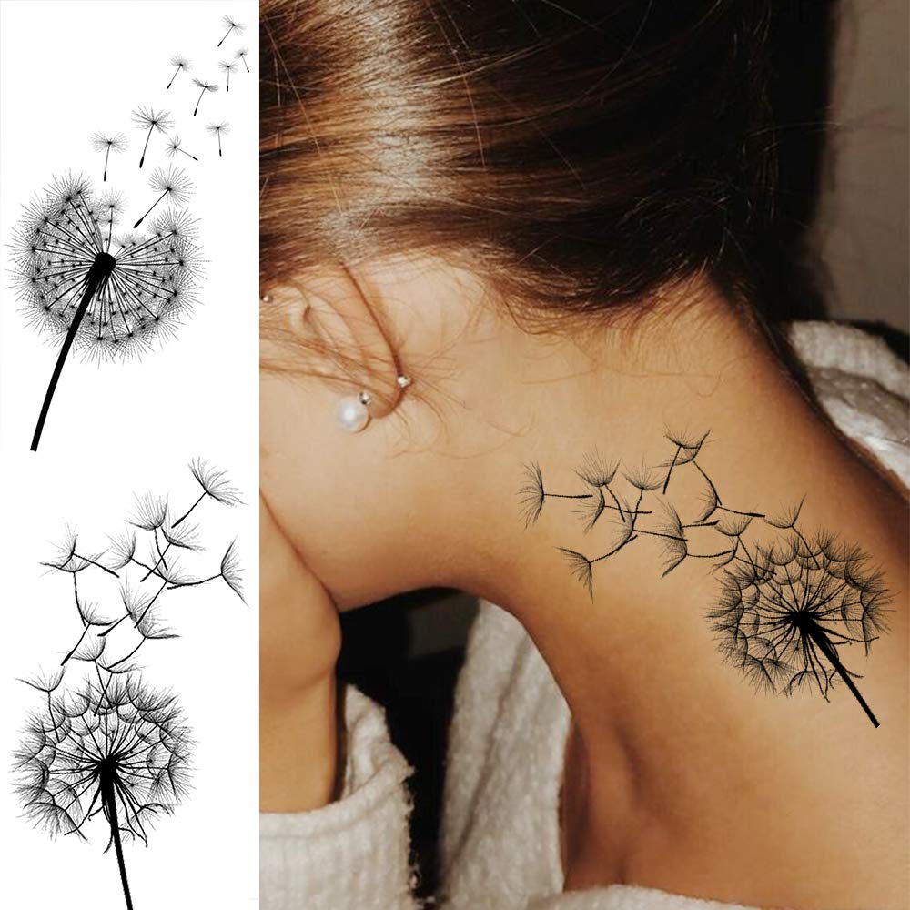 13 Sheets Beautiful Dandelion Temporary Tattoos For Women Realistic Flying Dandelion Birds