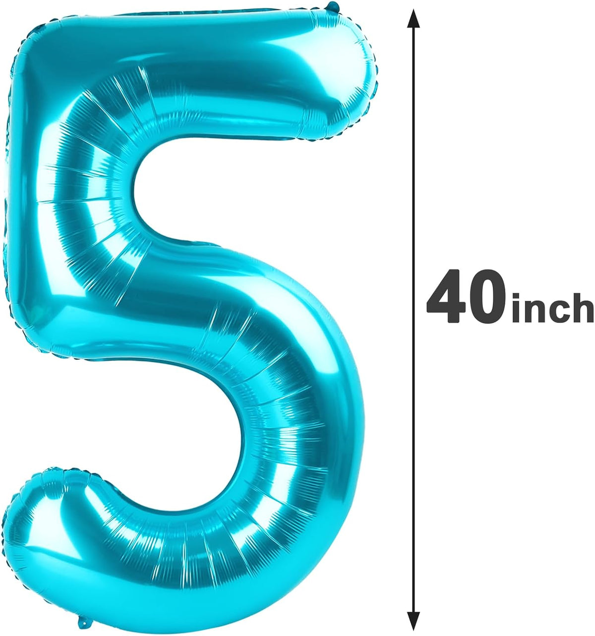 Blue 40 Inch Large Number 5 Birthday Balloon, Five 5th 15 25 35 50 55 Birthday Celebration
