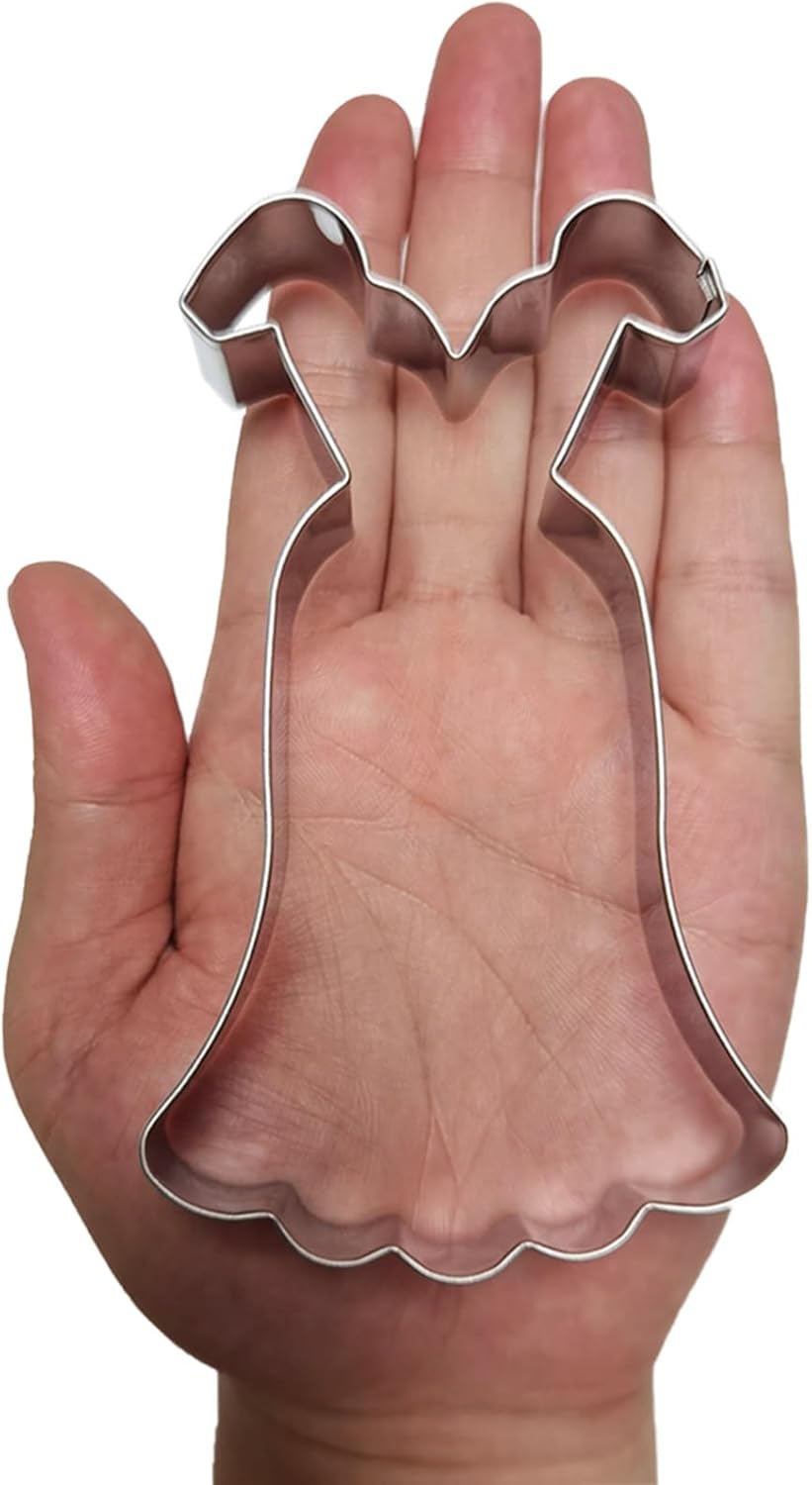 Large Size Dress Shaped Cookie Cutter, Stainless Steel Short Sleeved Wedding Dress Princess Dress