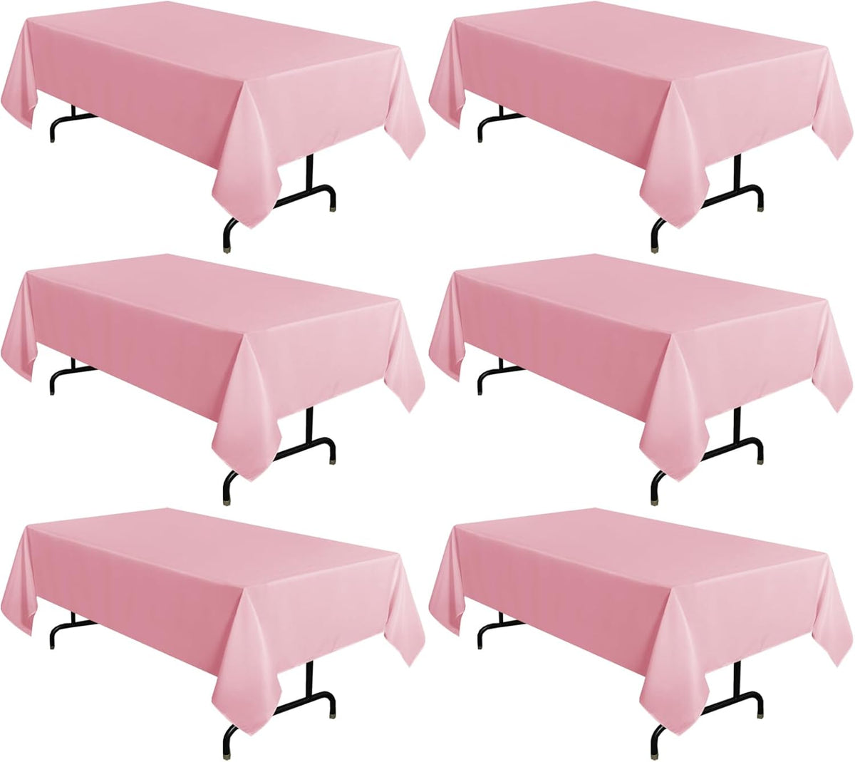 sancua 6 Pack Pink Tablecloth 60 x 102 Inch, Rectangle Table Cloth for 6 Feet Tables - Stain and