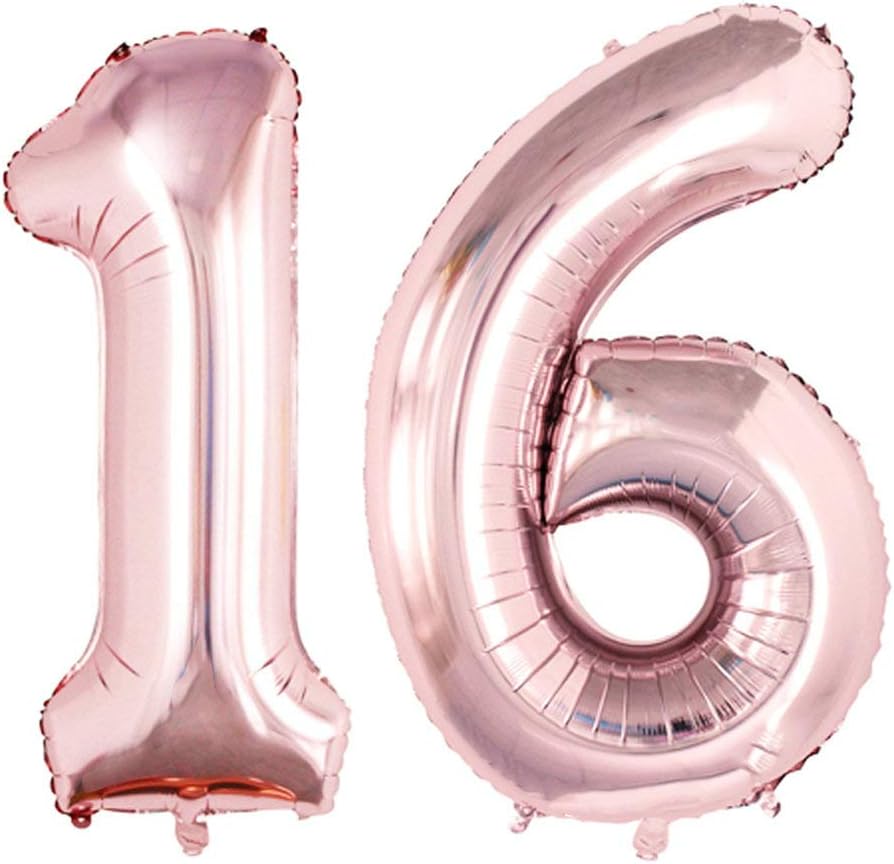 GOER Number 16 Balloons for 16th Birthday Sweet 16 Party Decorations,42 Inch Jumbo Foil Helium 61
