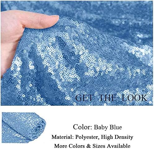 Eternal Beauty Baby Blue Sequin Backdrop, 8x8 Ft Glitter Background Curtains for Shimmer