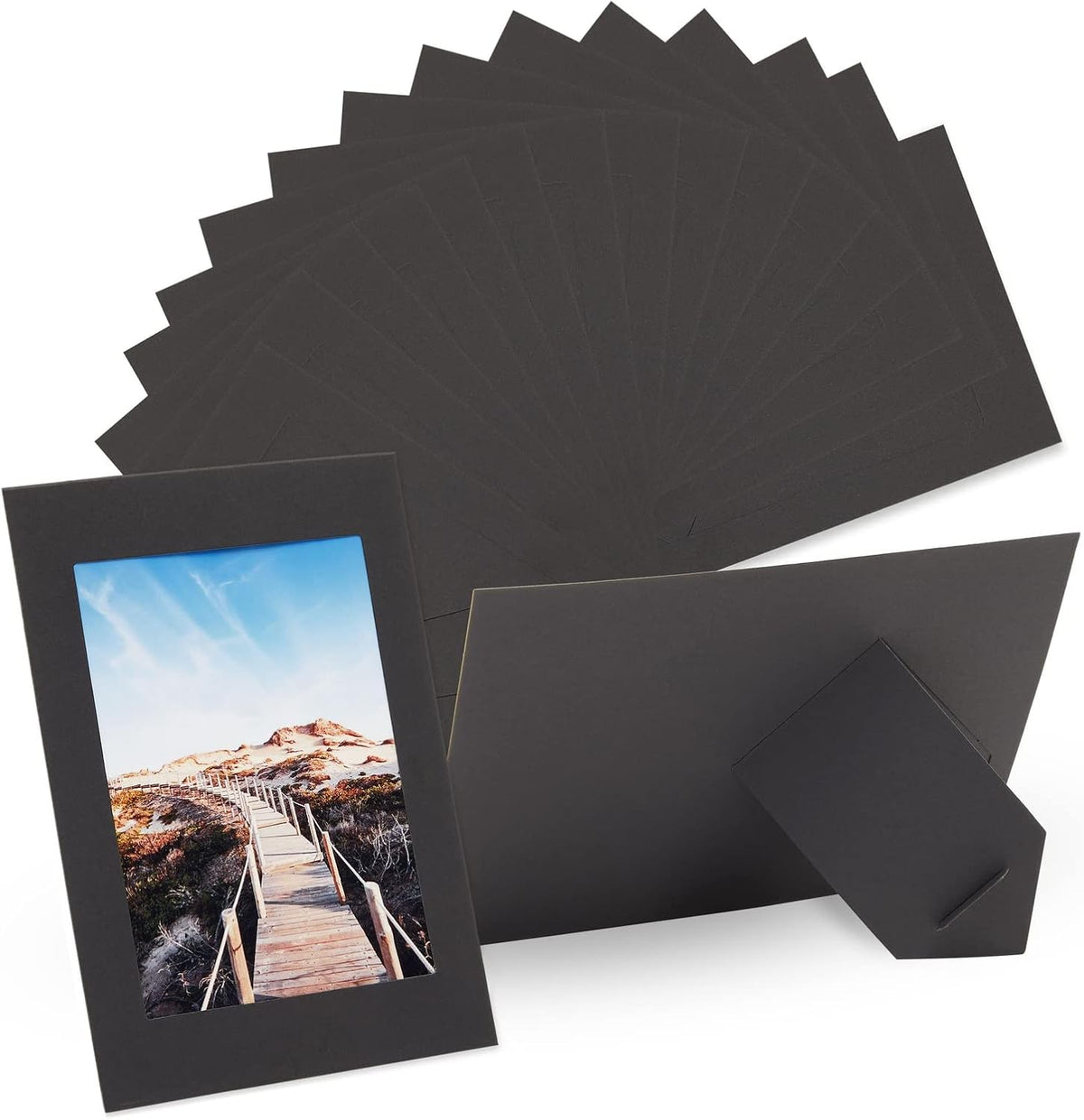 Juvale 4x6 Black Cardboard Photo Frames Bulk -Tabletop Easel Back for DIY Crafts - Paper Picture