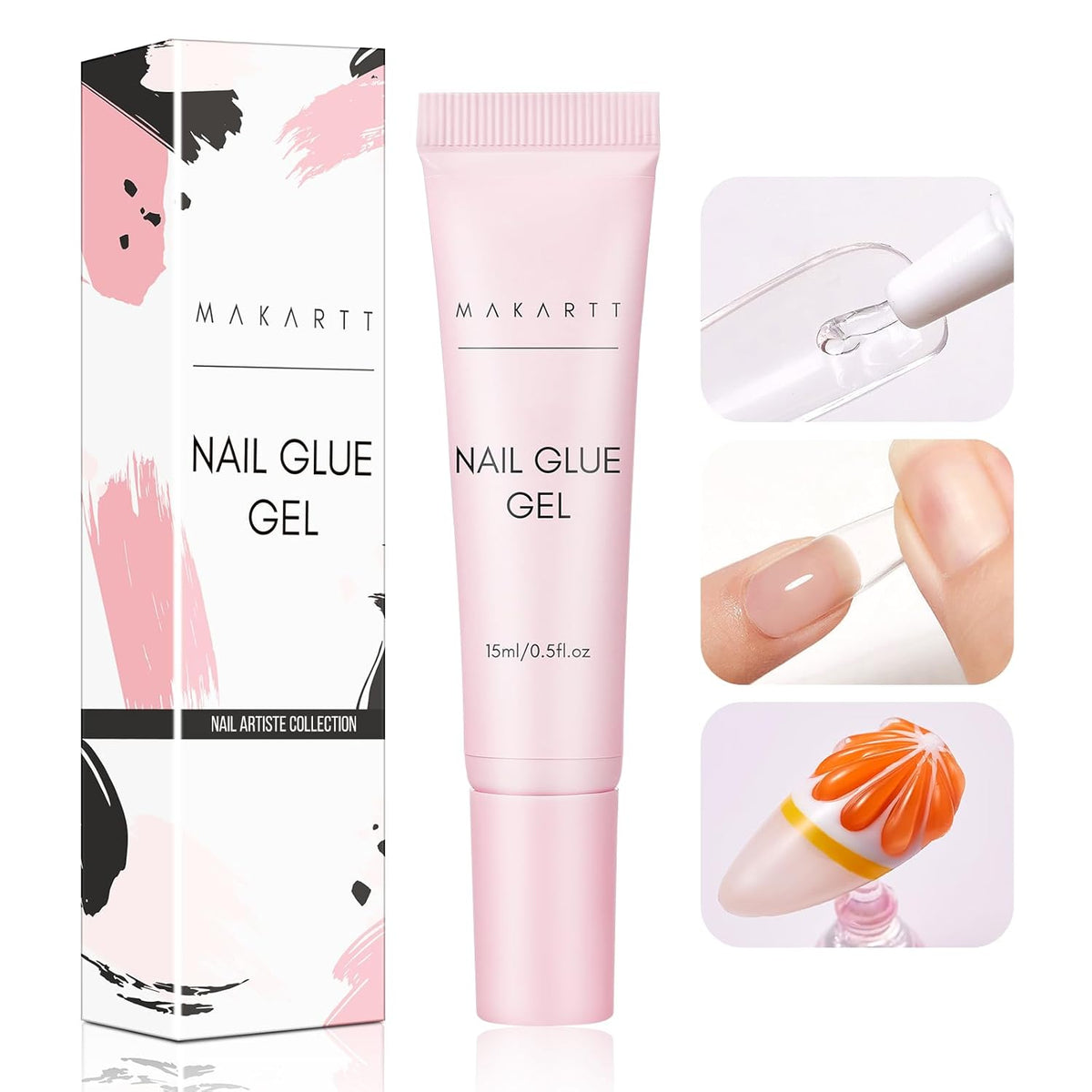 Makartt Gel Nail Glue: Solid Nail Glue for Press On Nails, 15ML 3D Gel UV Lamp Needed