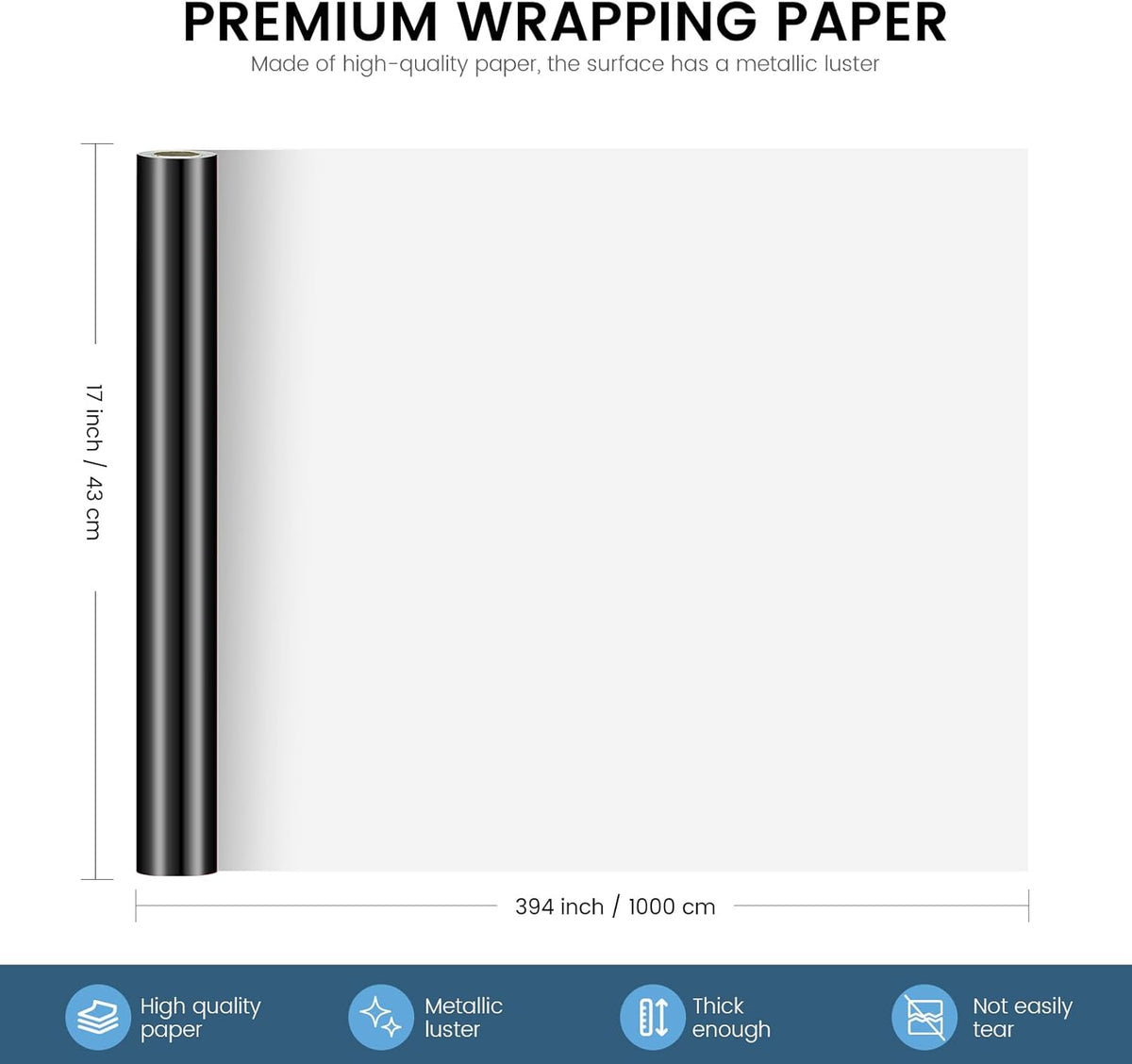 KMER LIFE Metallic Wrapping Paper Roll 17 x 394 Inch - Premium Gift Wrap for Birthday, Christmas