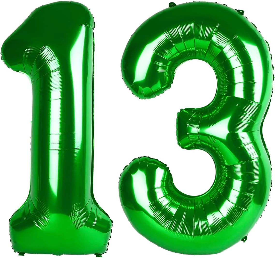 40 Inch Green 13 31 Large Number Balloon, 13 31 Green Birthday Party Decorations, Number 13 31 Foil