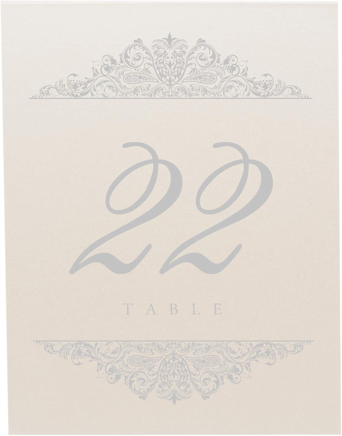 Paisley Wedding Table Numbers (Select Color/Quantity), Champagne, Silver, 1-75, Double Sided, Tent