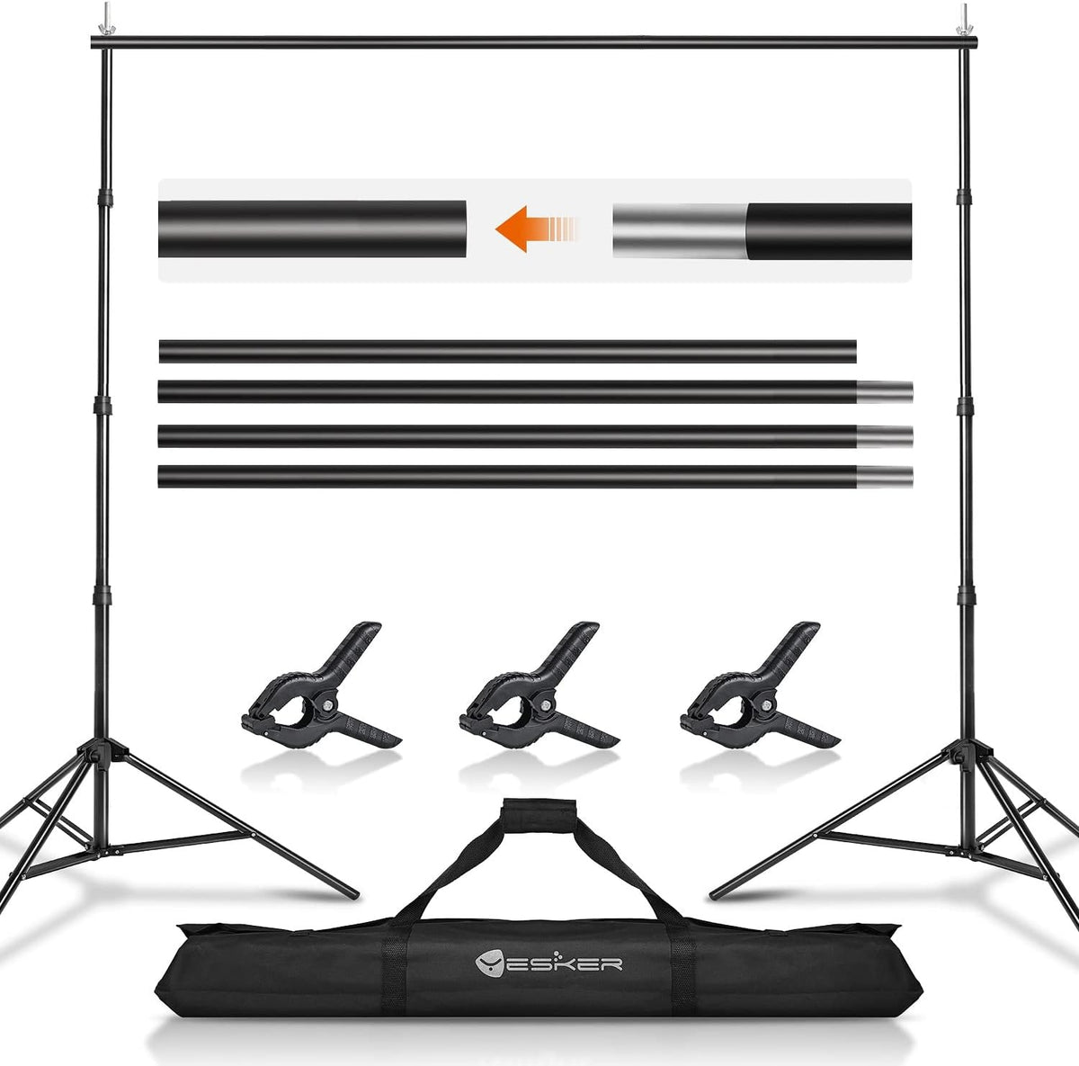 Yesker 8.5X10ft Background Stand Backdrop Support System Kit Photo Video Studio Adjustable Backdrop