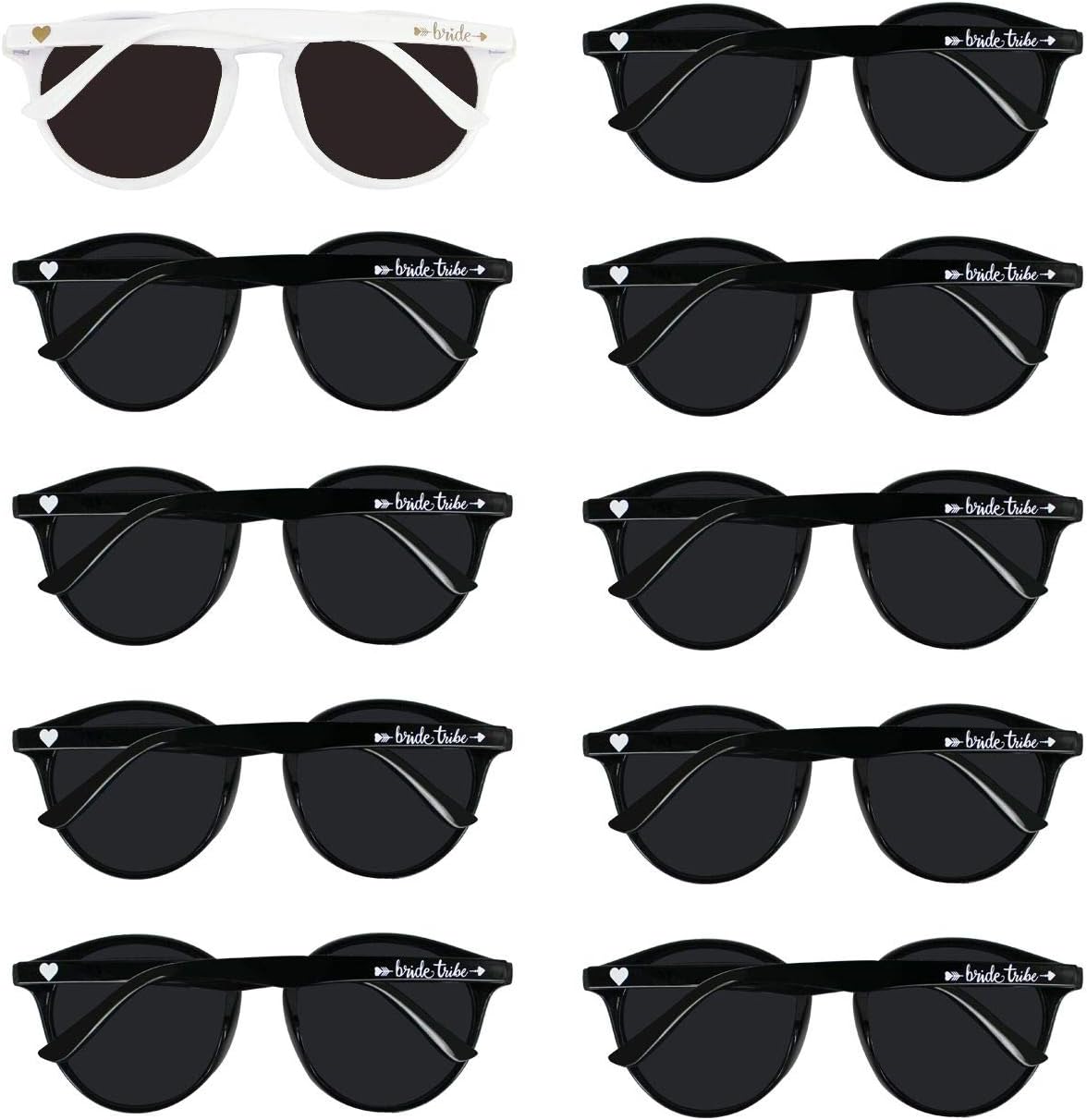 LADY&HOME Bachelorette Party Cat Eye Sunglasses - Bridesmaid & Bridal Shower Supplies, 10pcs Round