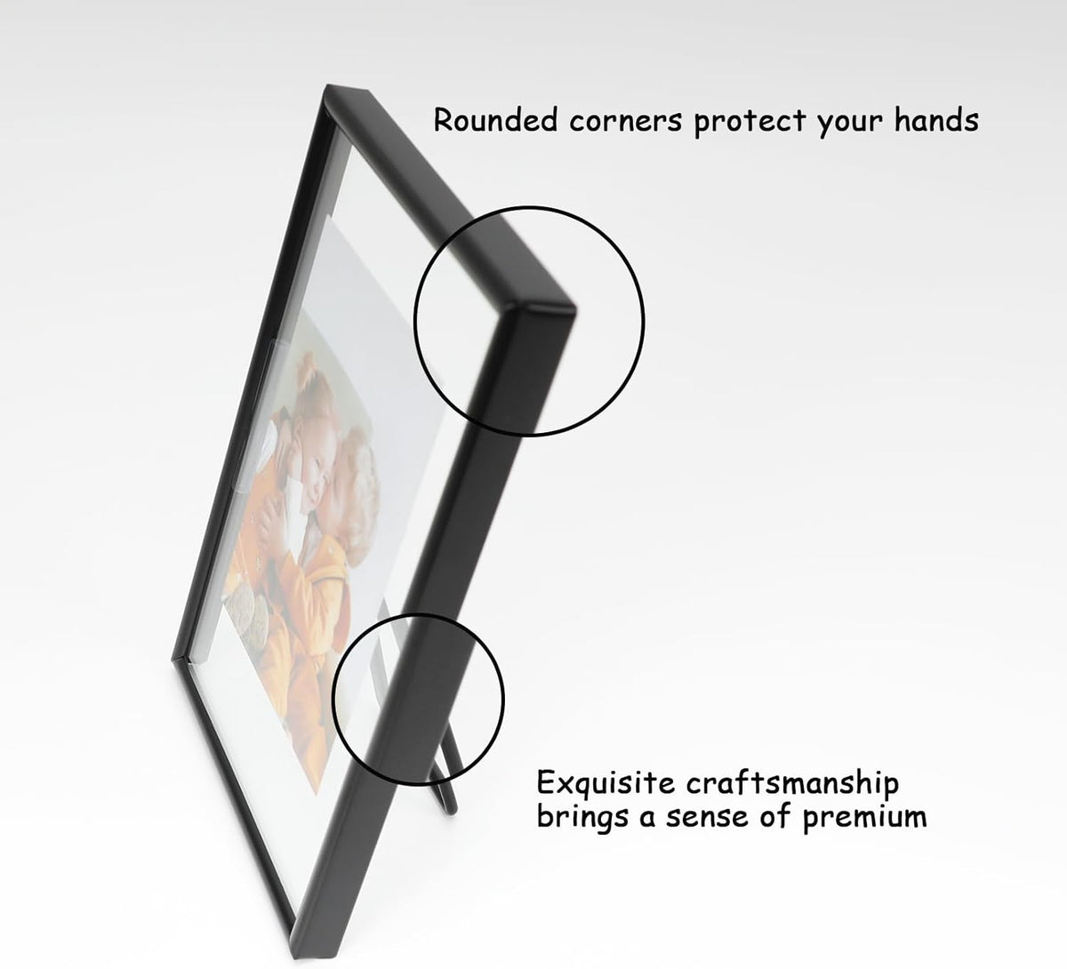 Black Floating Frame (4"x6",Vertical) with Romantic Heart, For Picture Sizes 3x5, 2x3,1x2, Tabletop