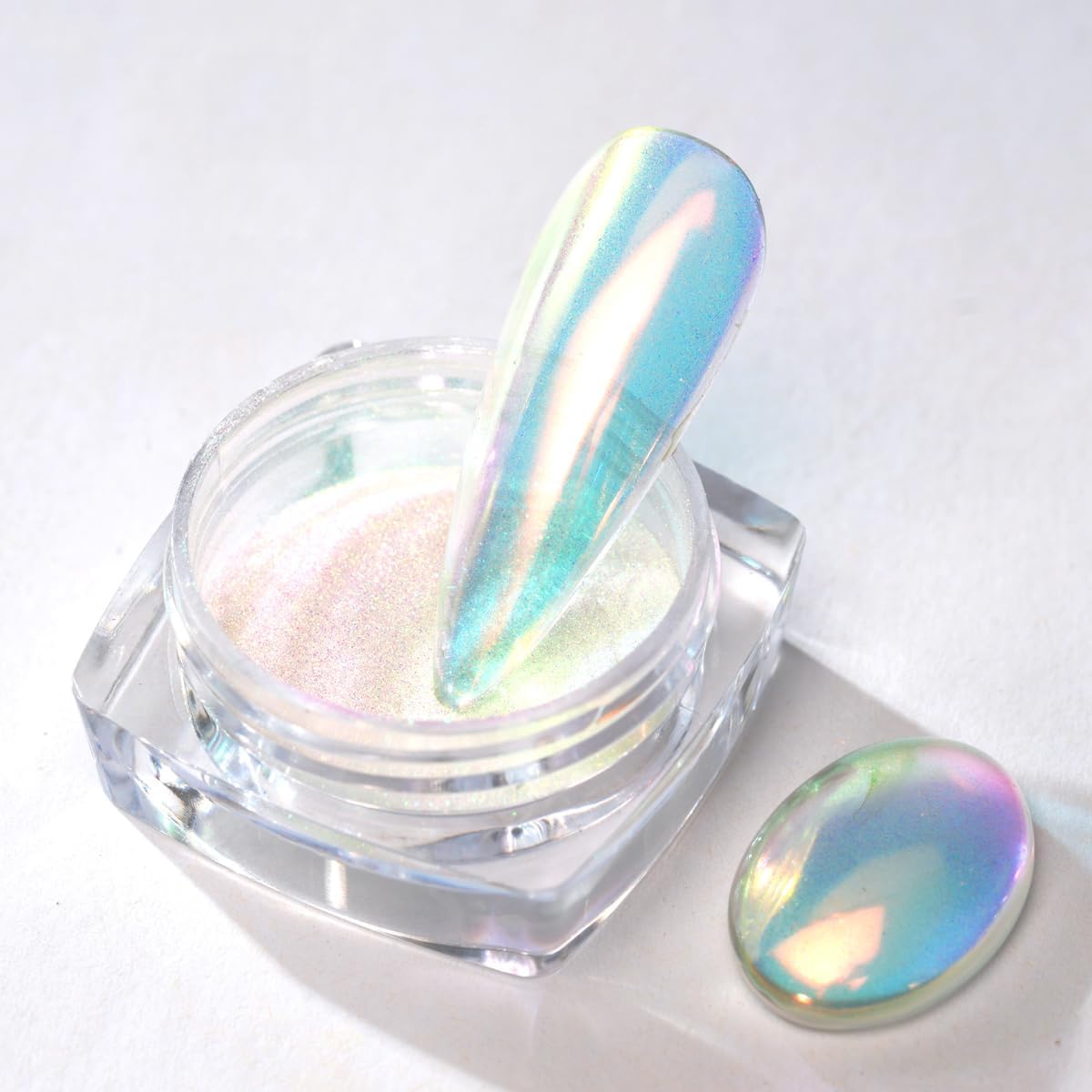 Pretty Diva 0.3g Mermaid Unicorn Chrome Nail Powder, Aurora Iridescent Chrome Powders for Nails
