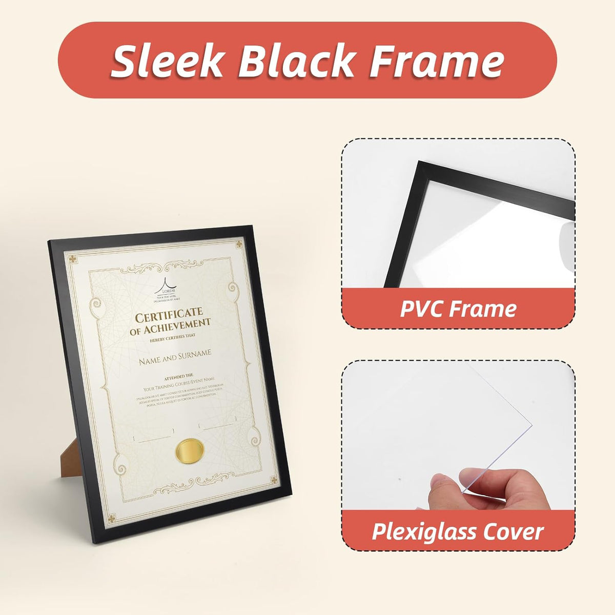 Rempry 8.5 x 11 Picture Frame Set of 16, Certificate Frames 8.5 by 11, Black Photo Frame for
