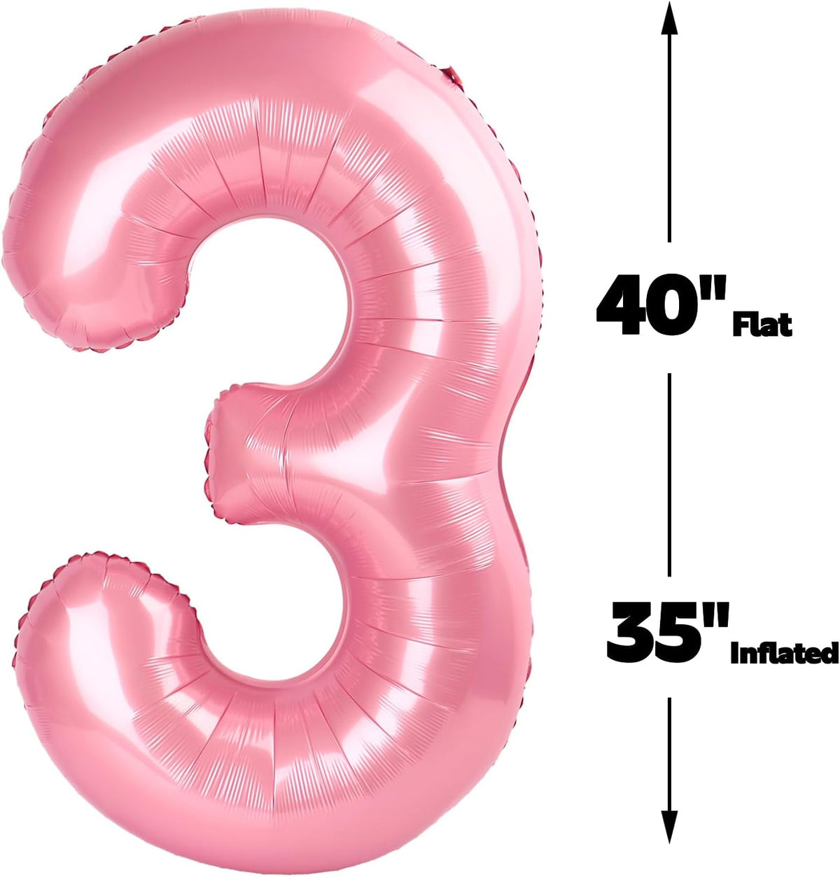 Large 40 Inch Pearlescent Pink 3 Number Balloon, 3 13 23 30 33 36 38 Pearl Pink Birthday Party