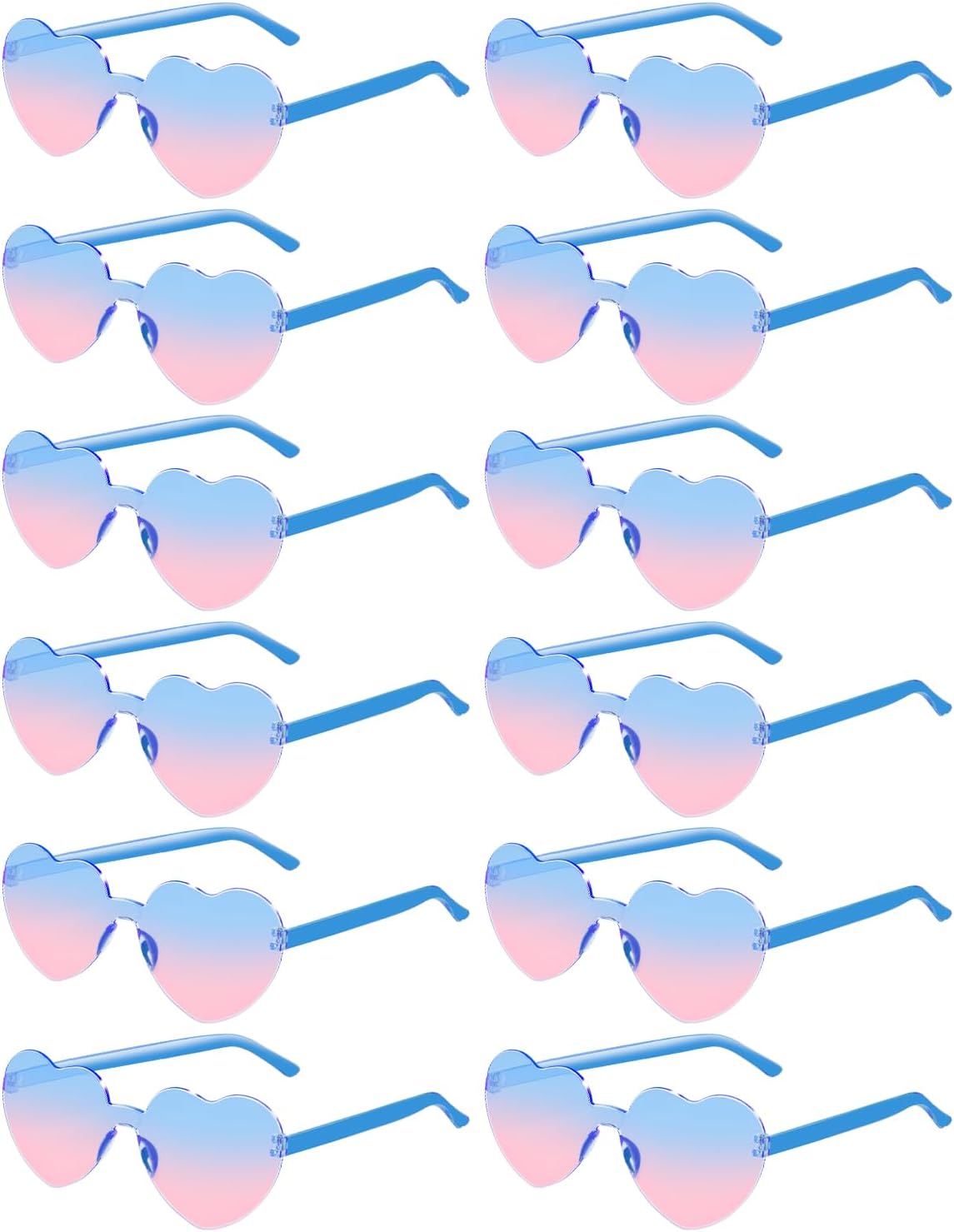12 Pairs Heart Shaped Sunglasses for Women Colorful Glasses Fun Trendy Transparent Heart Sunglasses