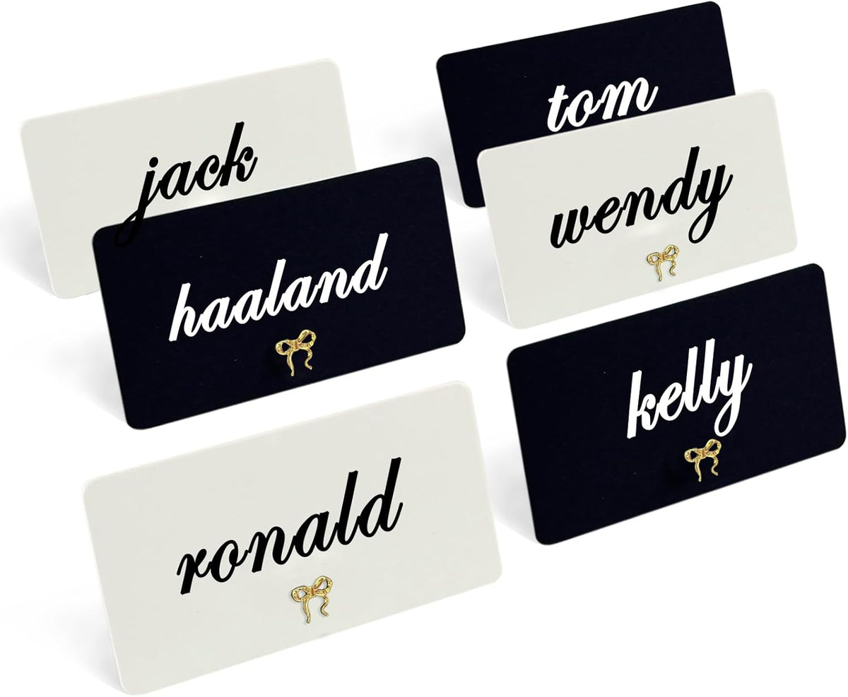 26Pcs Decorative Bow Place Card Holders Bulk Gold Name Card Stands Set Photo Holders for Wedding