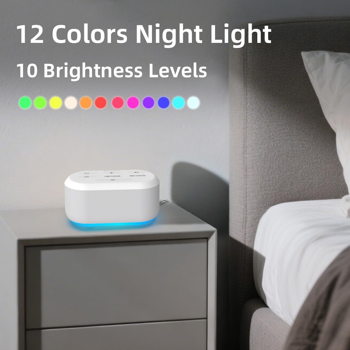 White Noise Machine Sound Machine 30 Soothing Sounds Brown Noise Machine with 12 Night Light Colors