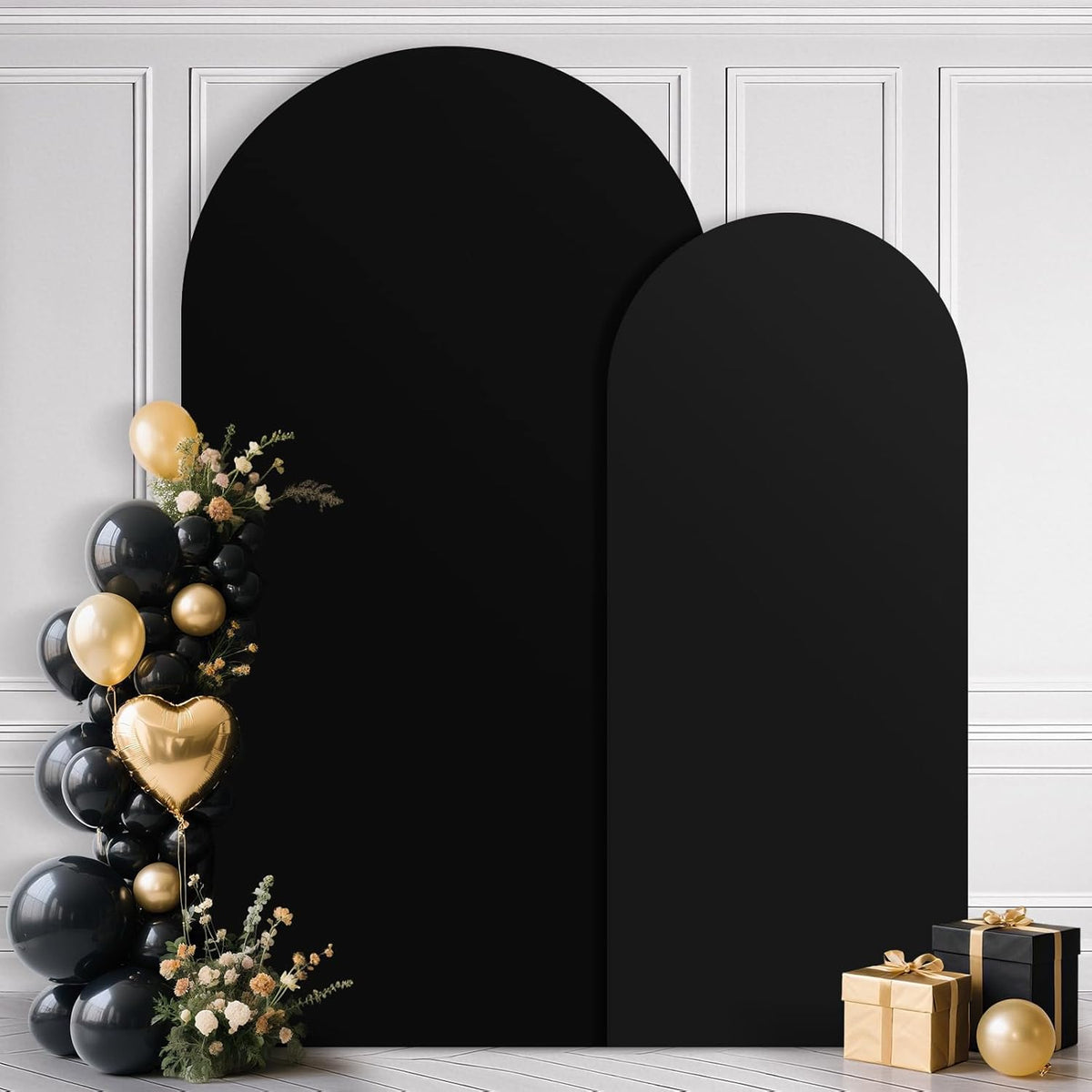 Ledido Wedding Arch Backdrop Cover 6FT 7.2FT Arch Covers 2Set Fitted Stretchy Spandex Round Top