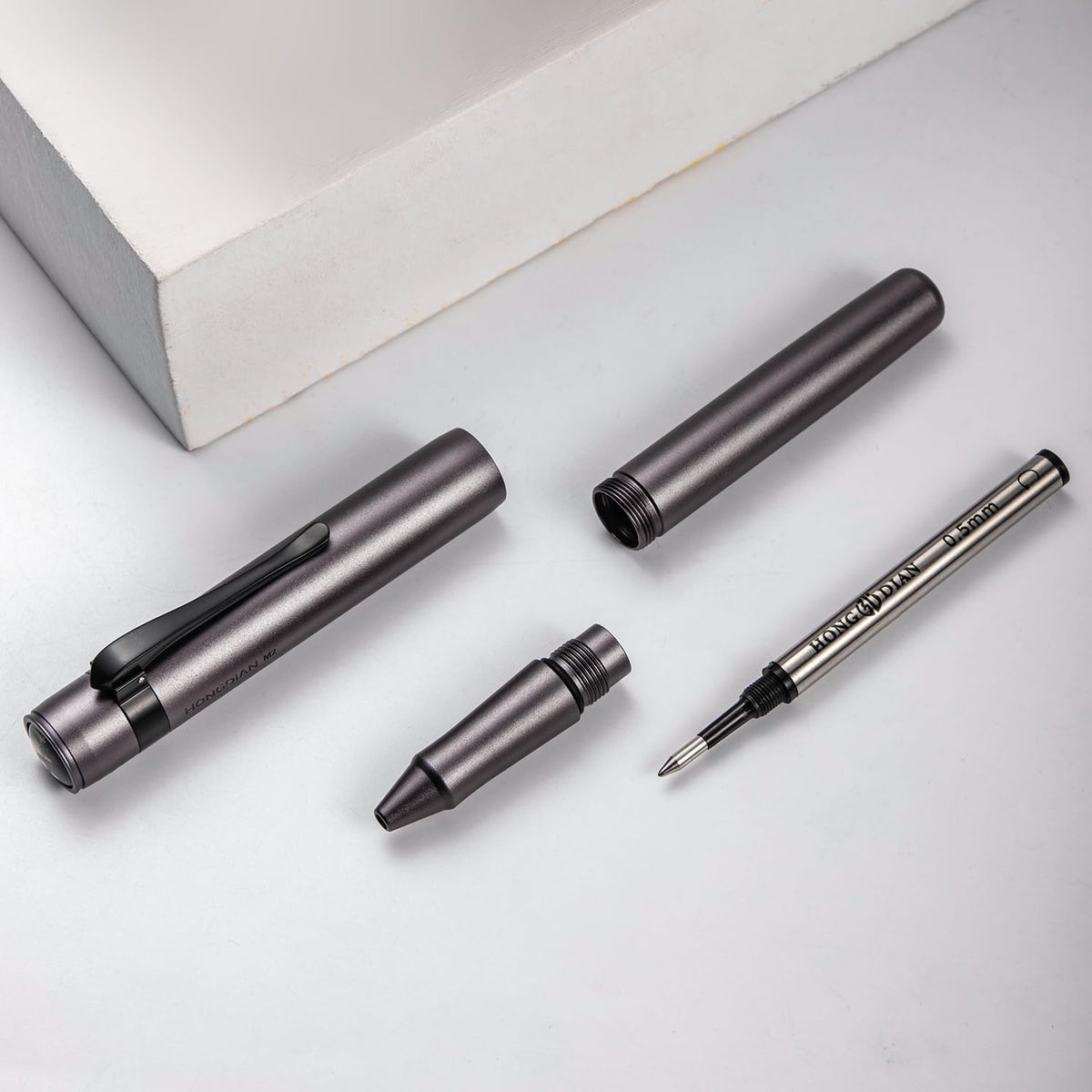 Hongdian M2 Black Forest Mini Rollerball Pen, Fine Point 0.5mm, Sleek Aluminium Pocket Pen with