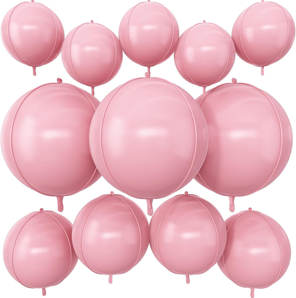 12Pcs Baby Pink Round Foil Balloons, 22" 15" 10" 4D Helium Light Pink Mylar Balloon, Pastel Pink